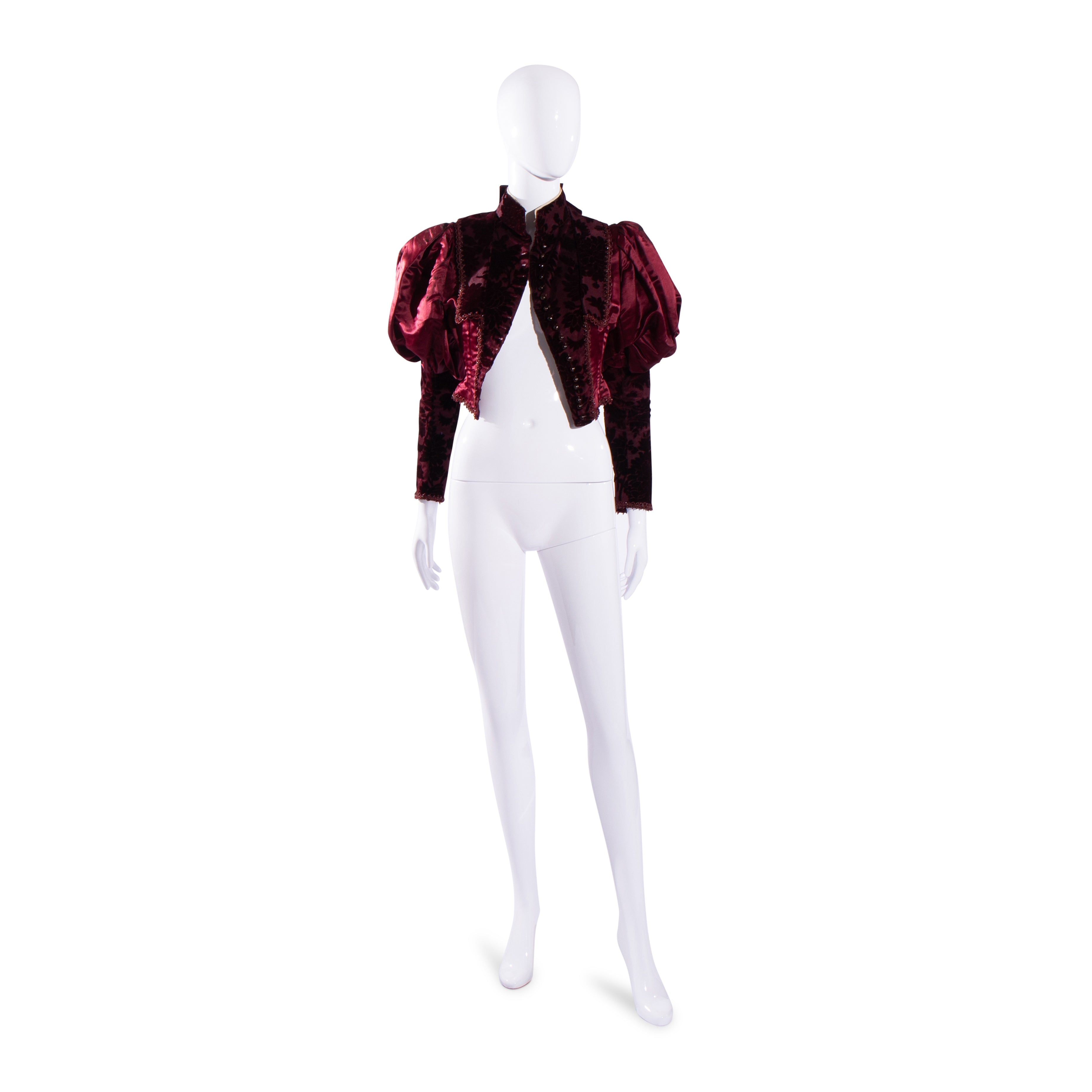 Late Victorian Beaded Velvet Jacket with Puffed Sleeves