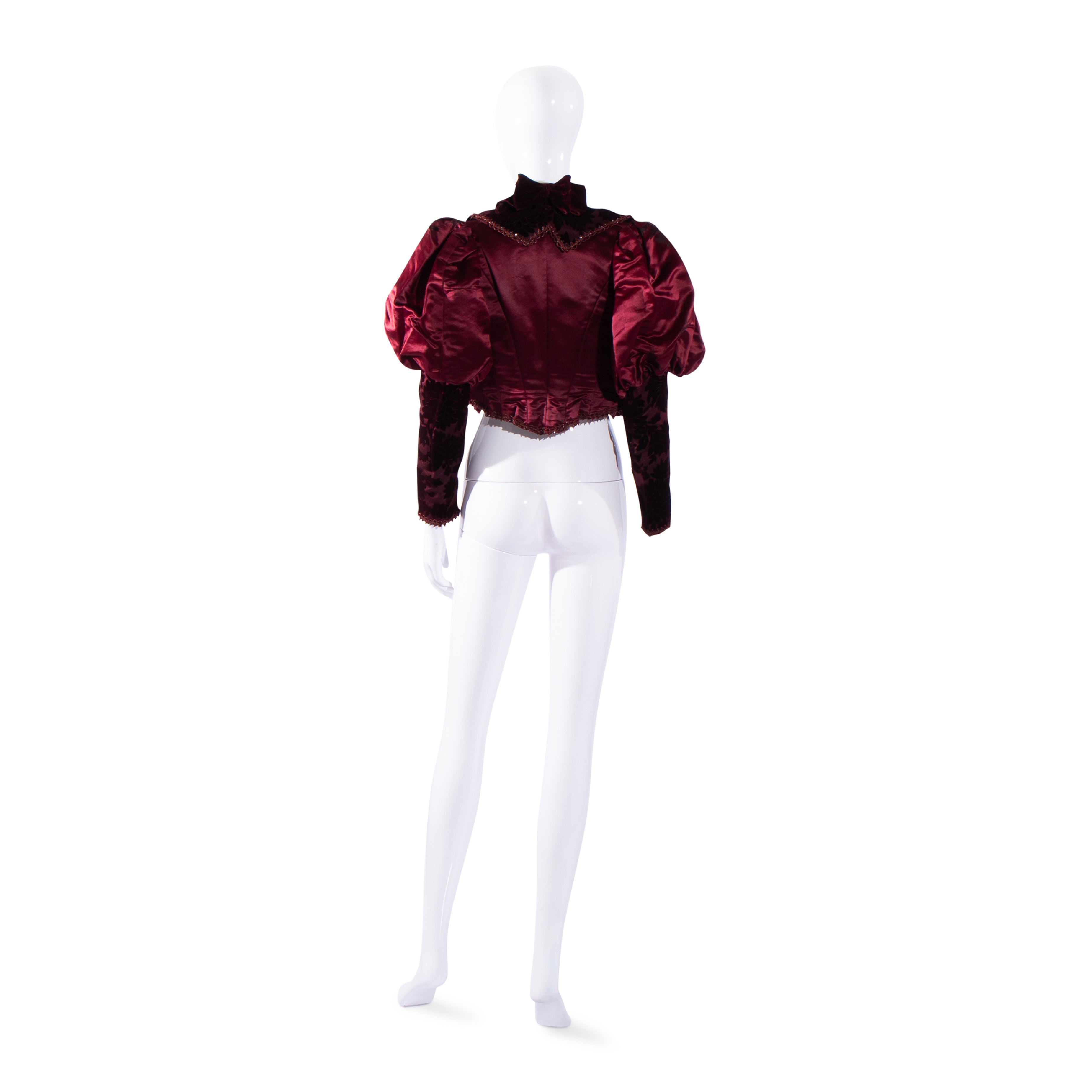 Late Victorian Beaded Velvet Jacket with Puffed Sleeves