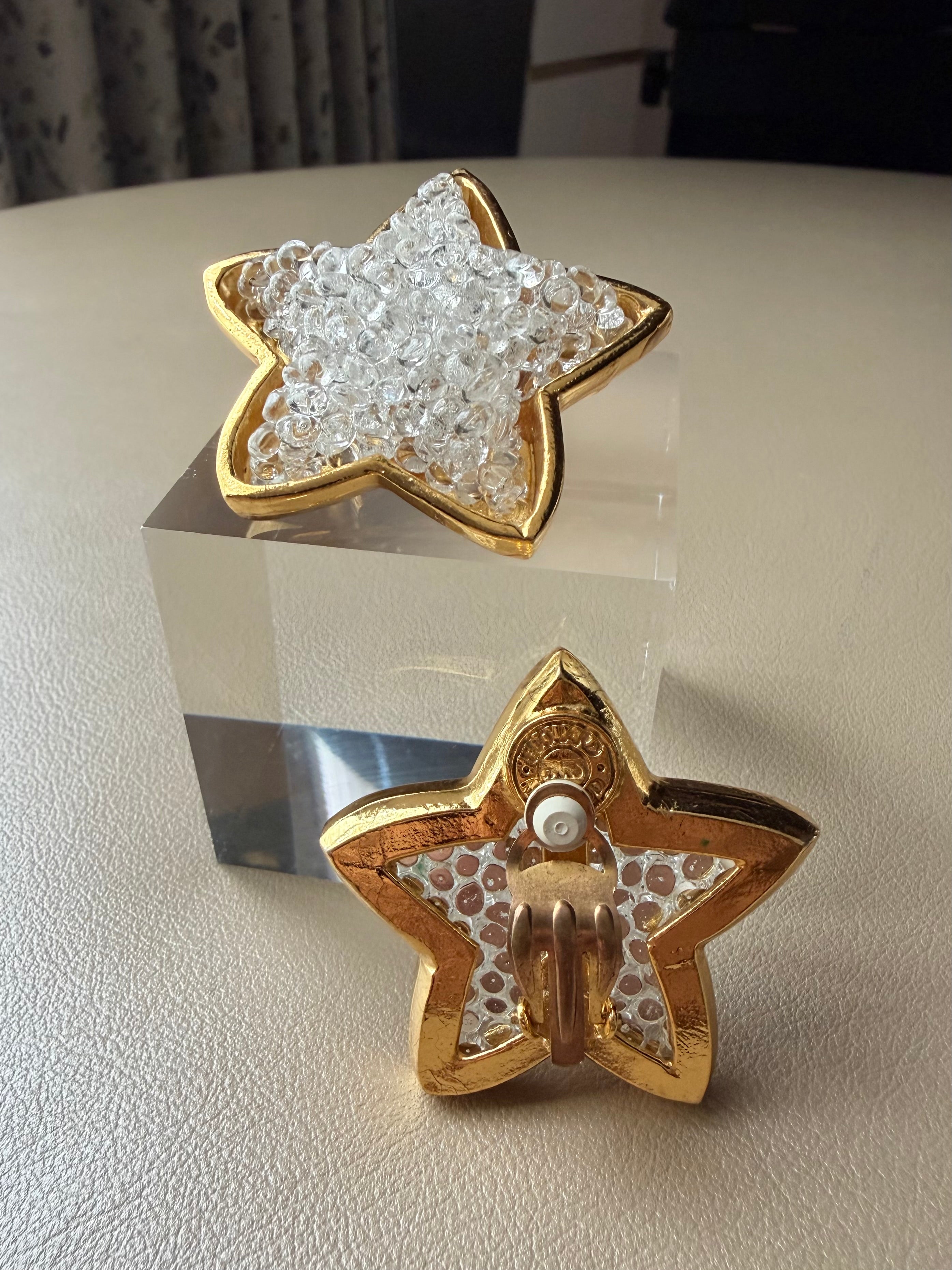 Gold Star Bubble Clip On Earrings