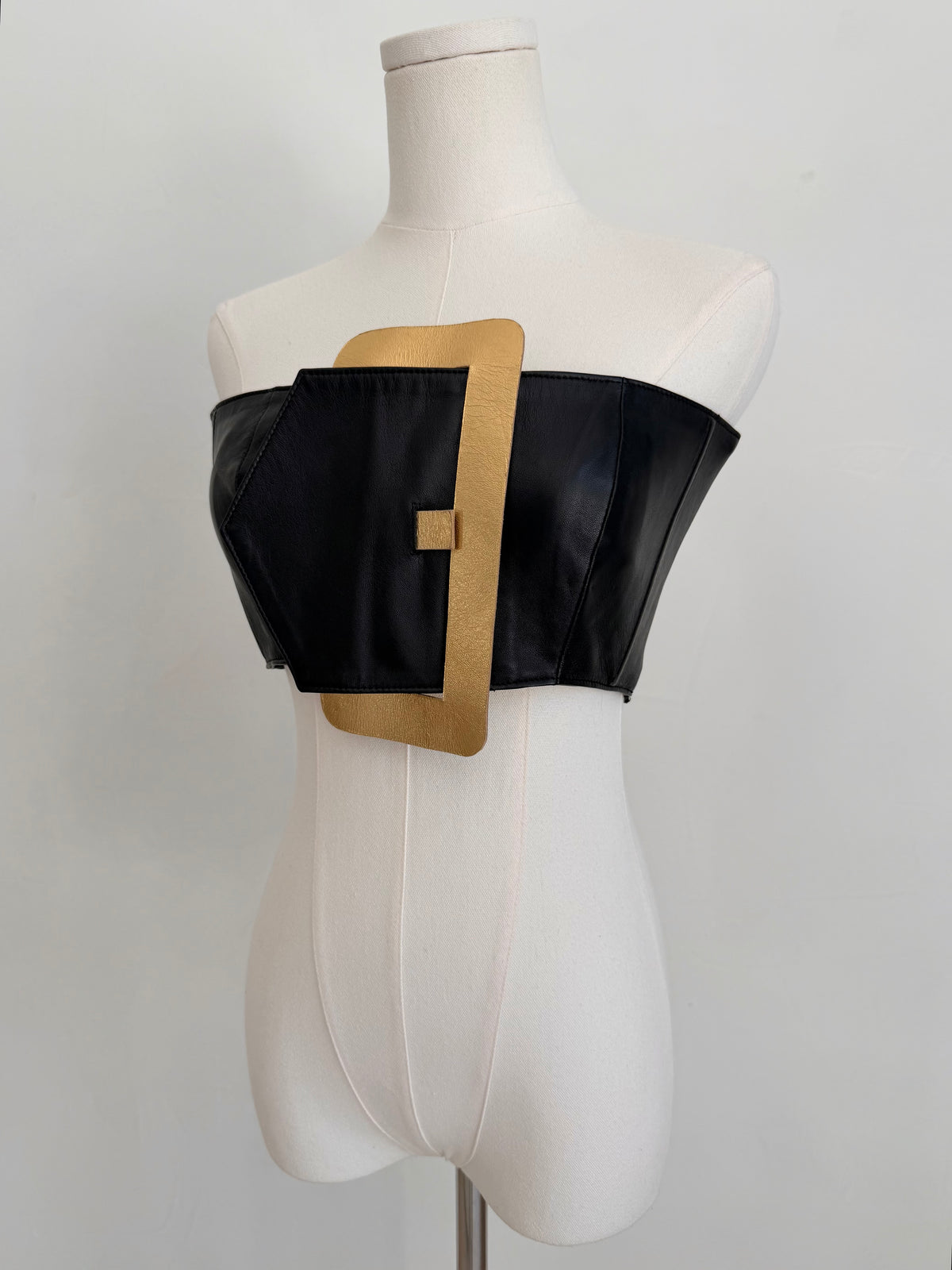S/S 2015 Black and Gold Belt Buckle Top
