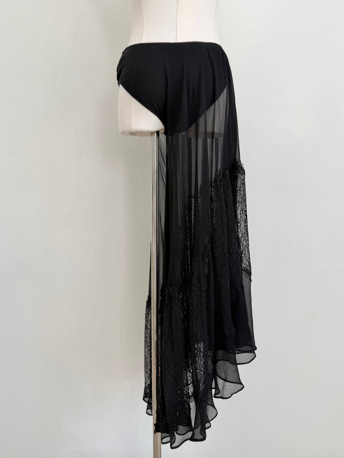 S/S 2024 Lace Black Asymmetrical Skirt