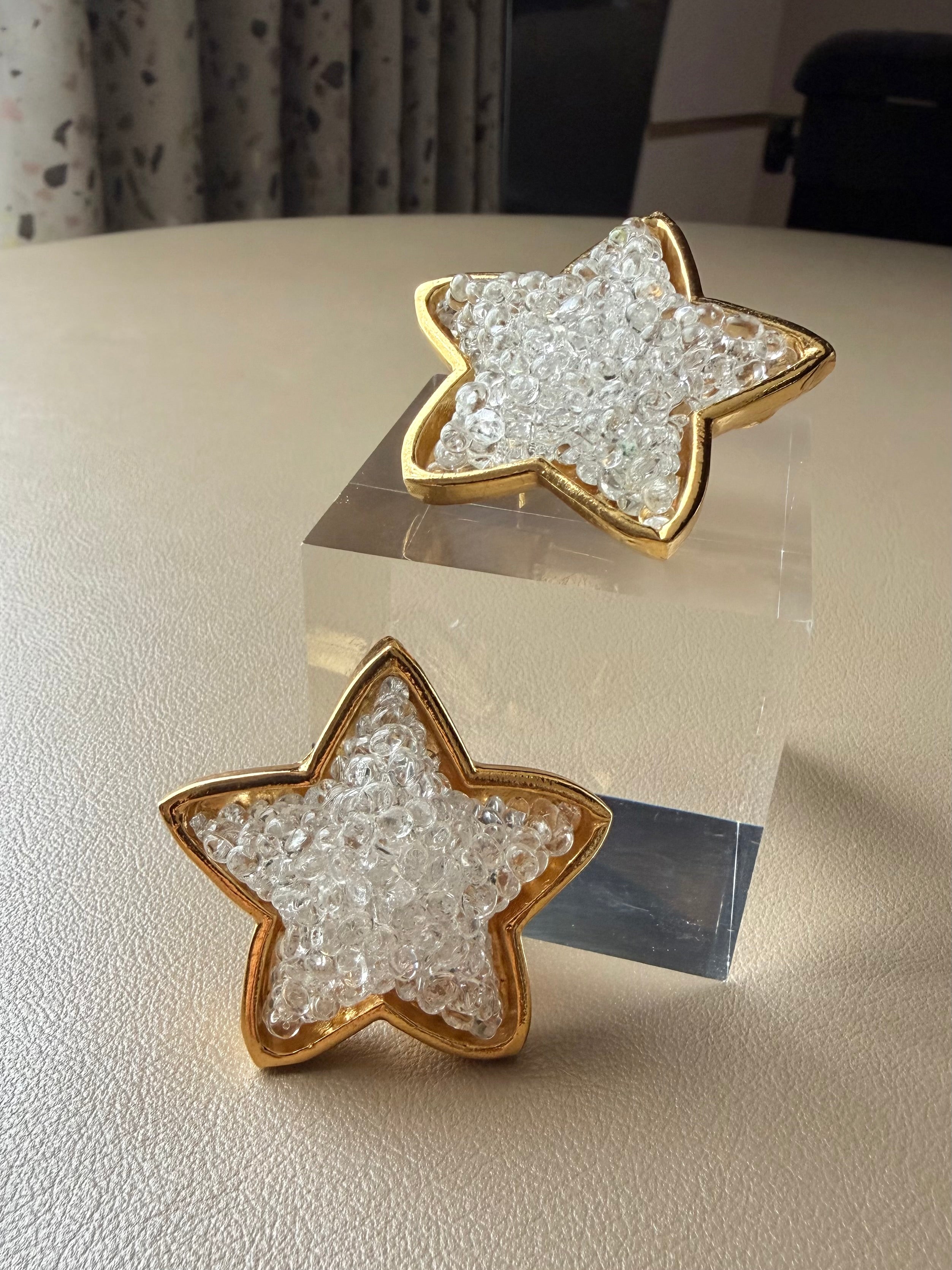 Gold Star Bubble Clip On Earrings