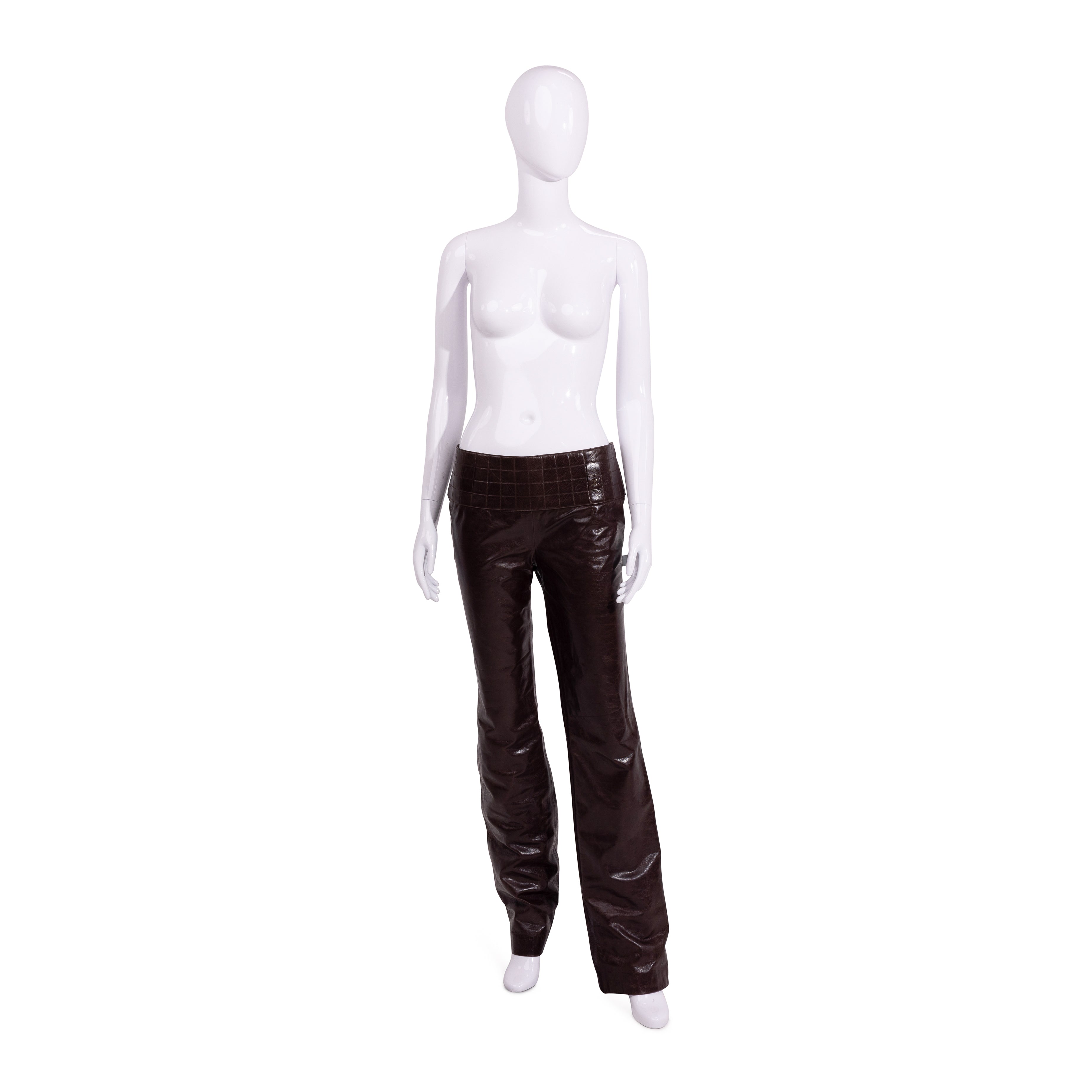 F/W 2002 Quilted Brown Leather Pants
