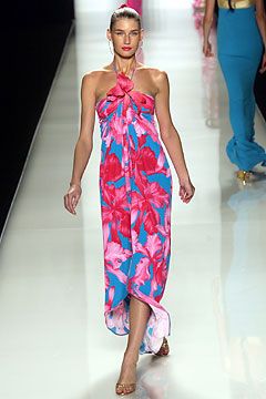 S/S 2004 Hibiscus Print Silk Dress and Scarf