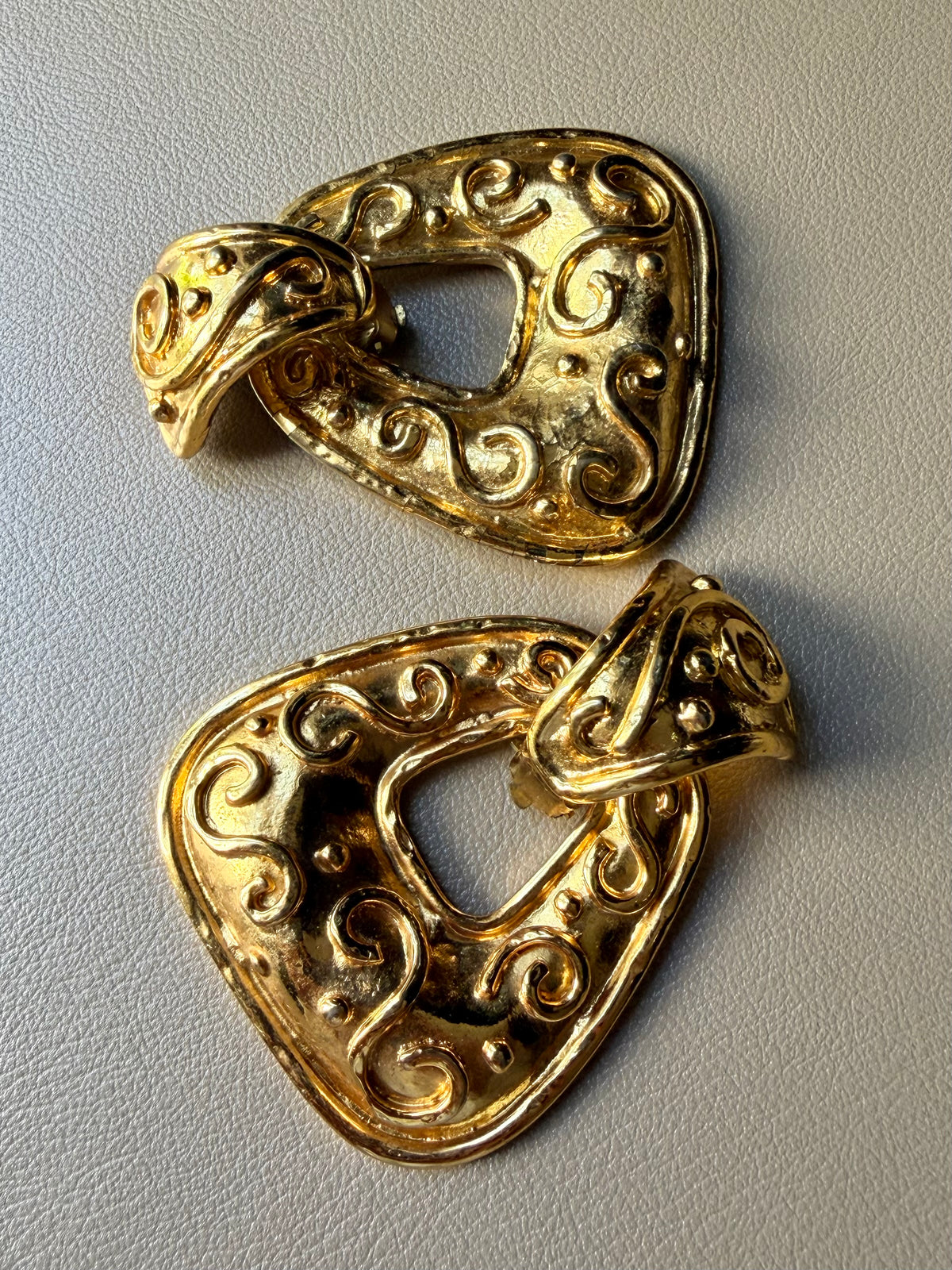 1980s Baroque-Inspired Chunky Gold Earrings