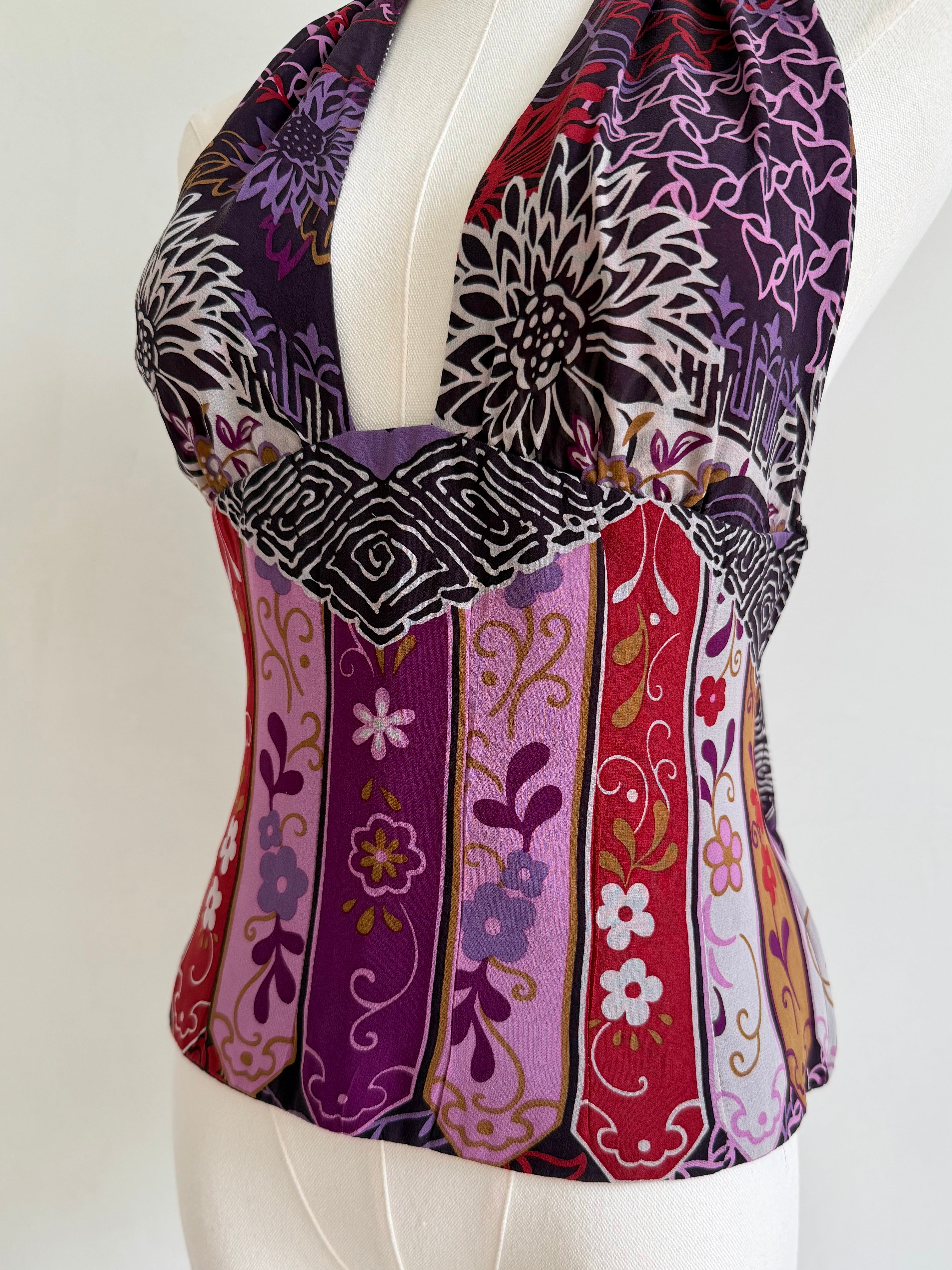 F/W 2006 Purple Patterned Silk Halter Top