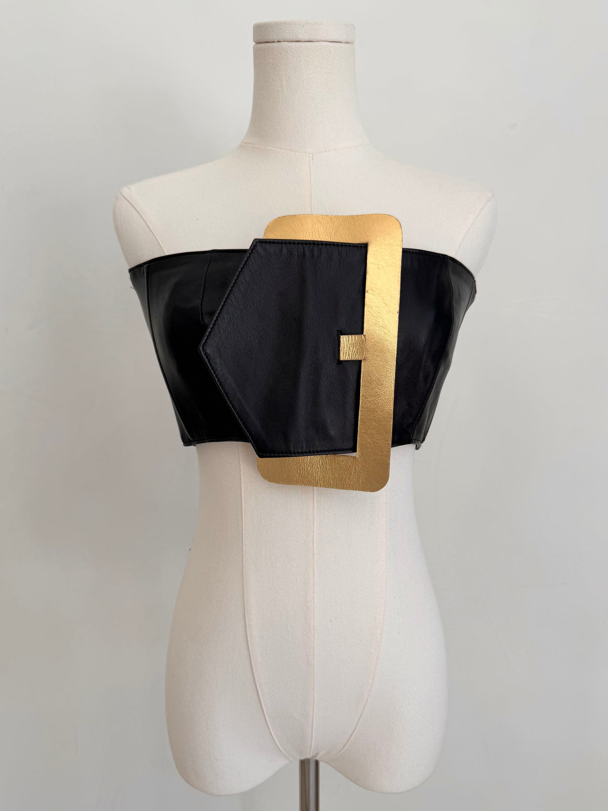 S/S 2015 Black and Gold Belt Buckle Top