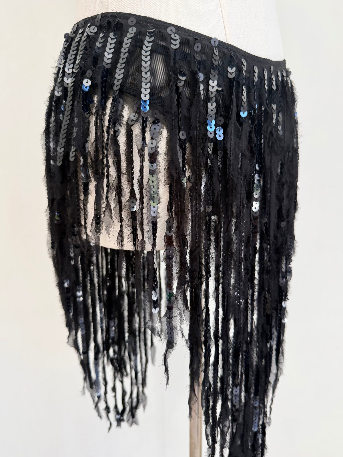 F/W 2023 Black Sequin Fringe Skirt
