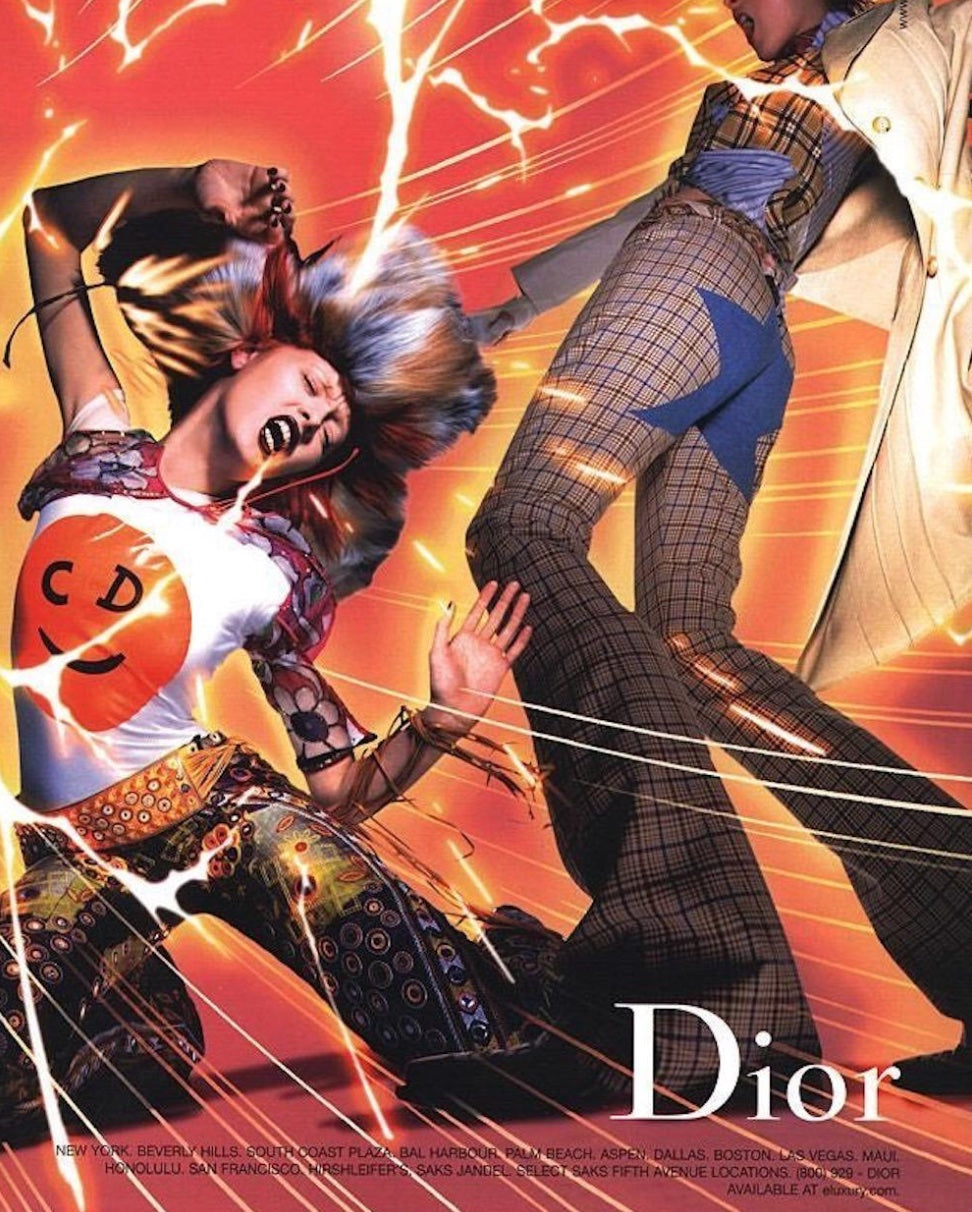 F/W 2001 Plaid Wool Trousers with Oversized Denim Star Patch