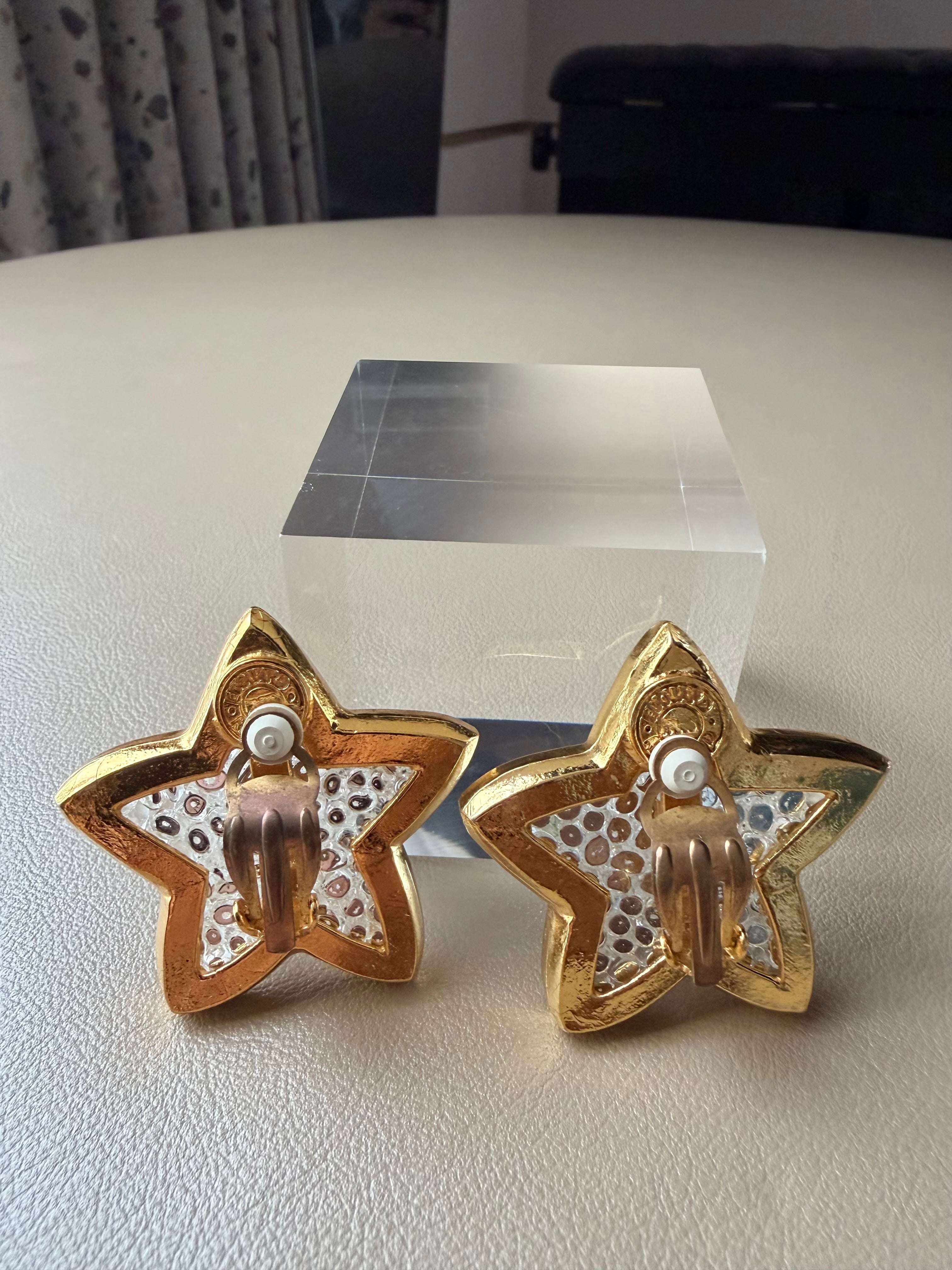 Gold Star Bubble Clip On Earrings