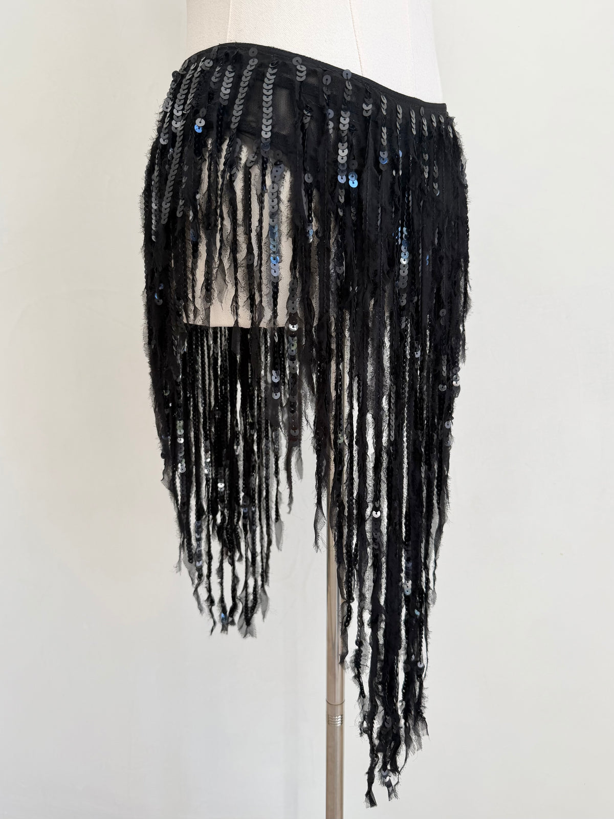 F/W 2023 Black Sequin Fringe Skirt