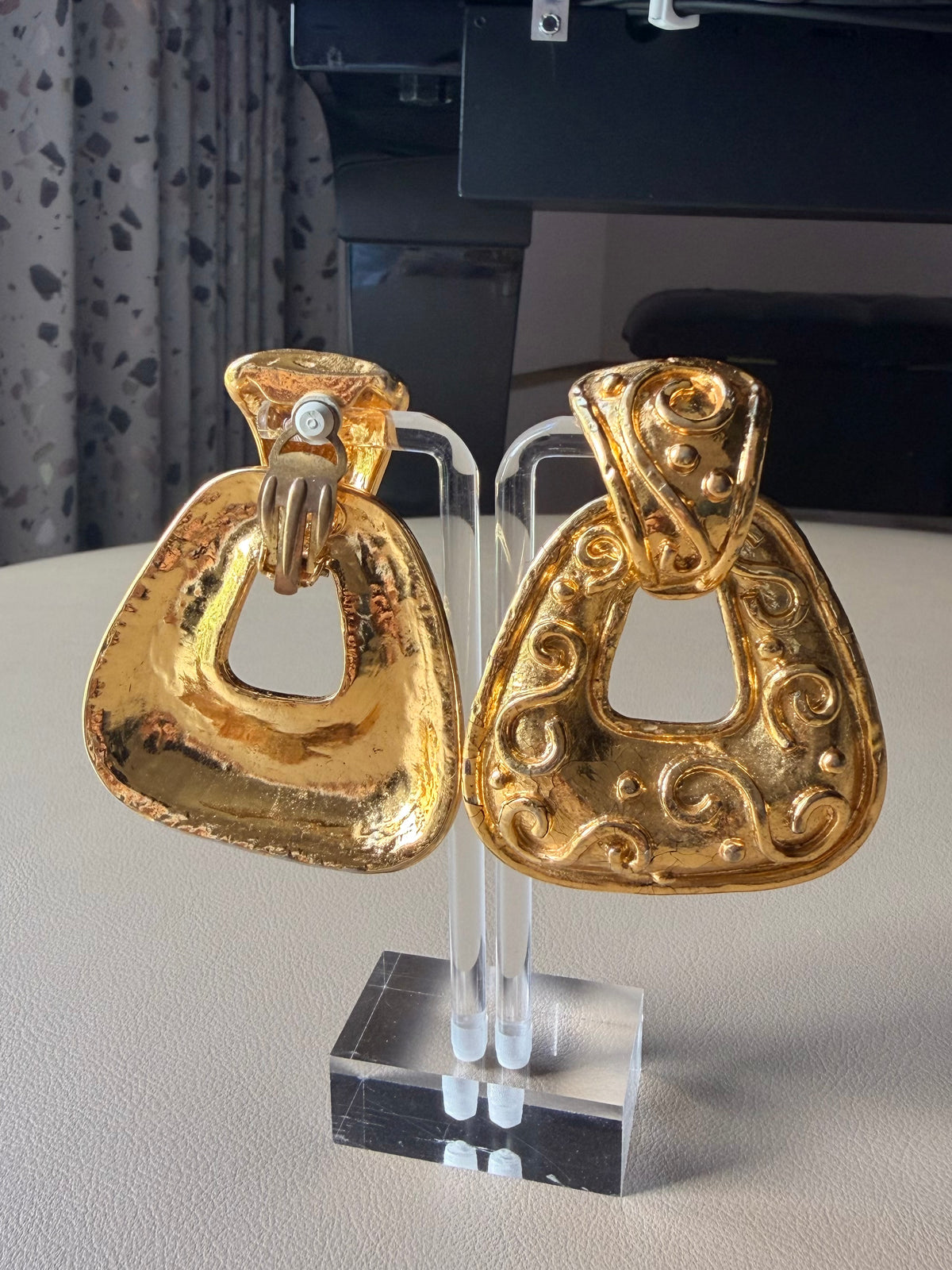 1980s Baroque-Inspired Chunky Gold Earrings