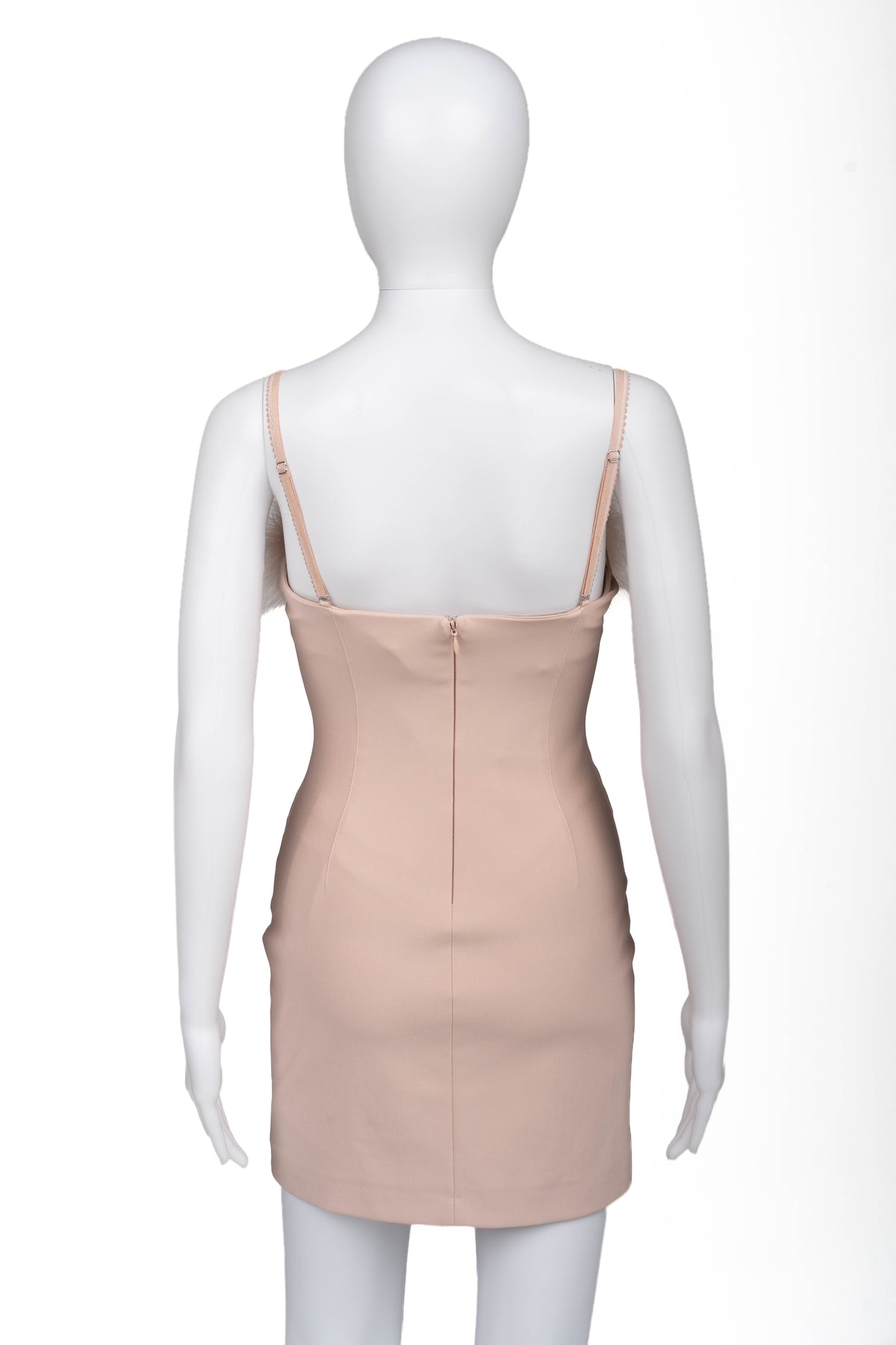 Light Pink Strapless Dress with Feather Trim