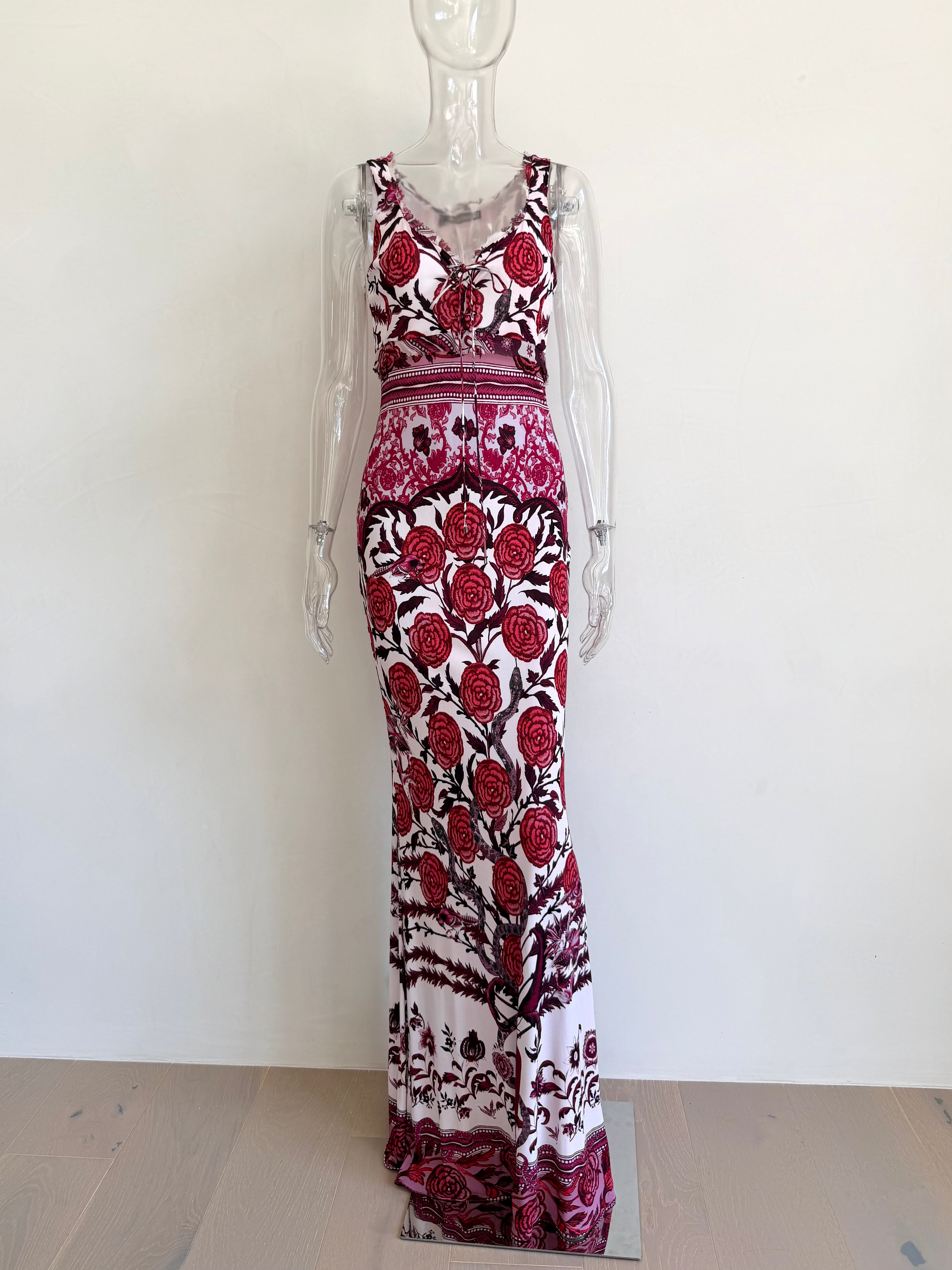S/S 2017 Burgundy and White Floral Print Maxi Dress