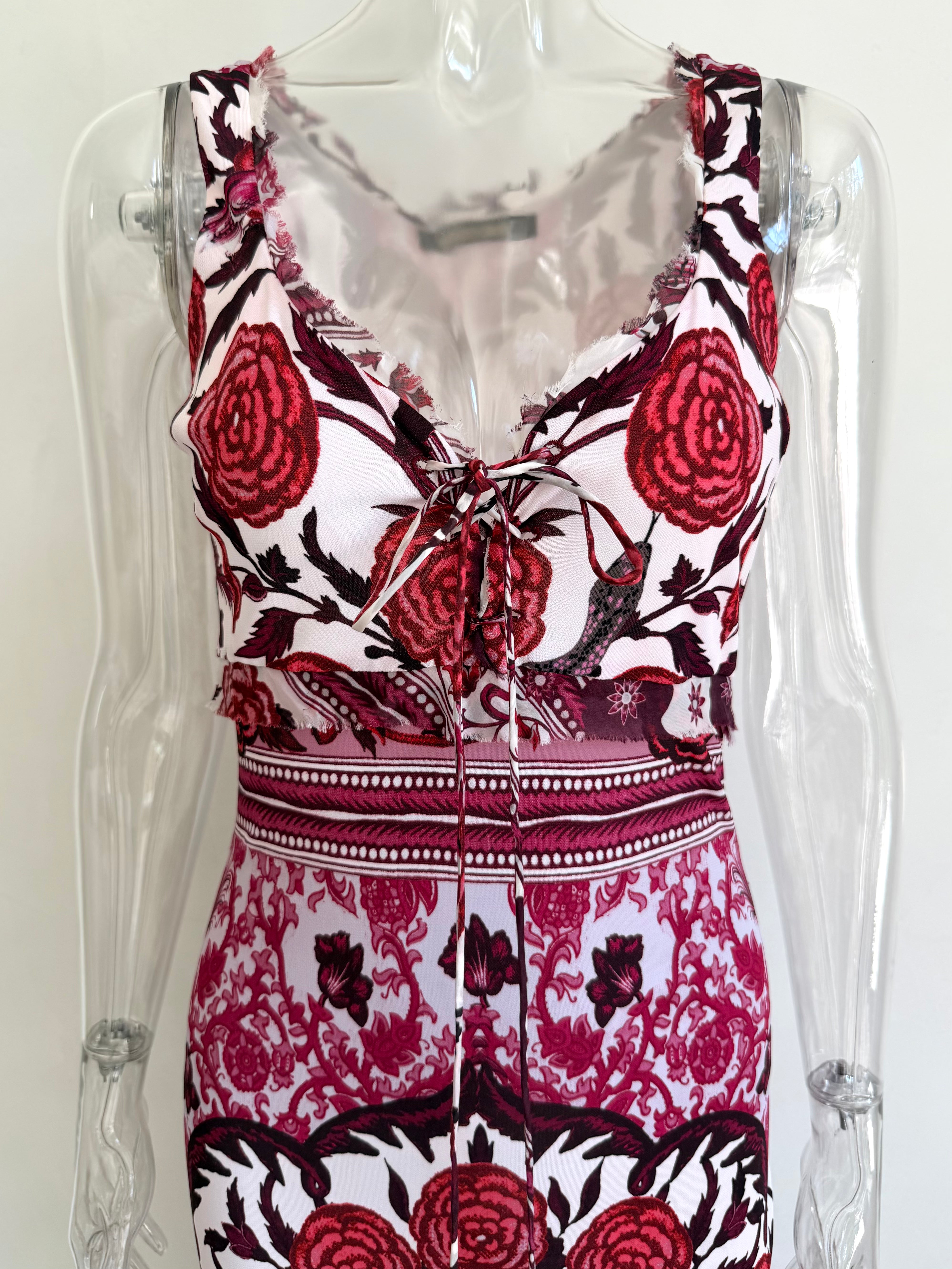 S/S 2017 Burgundy and White Floral Print Maxi Dress
