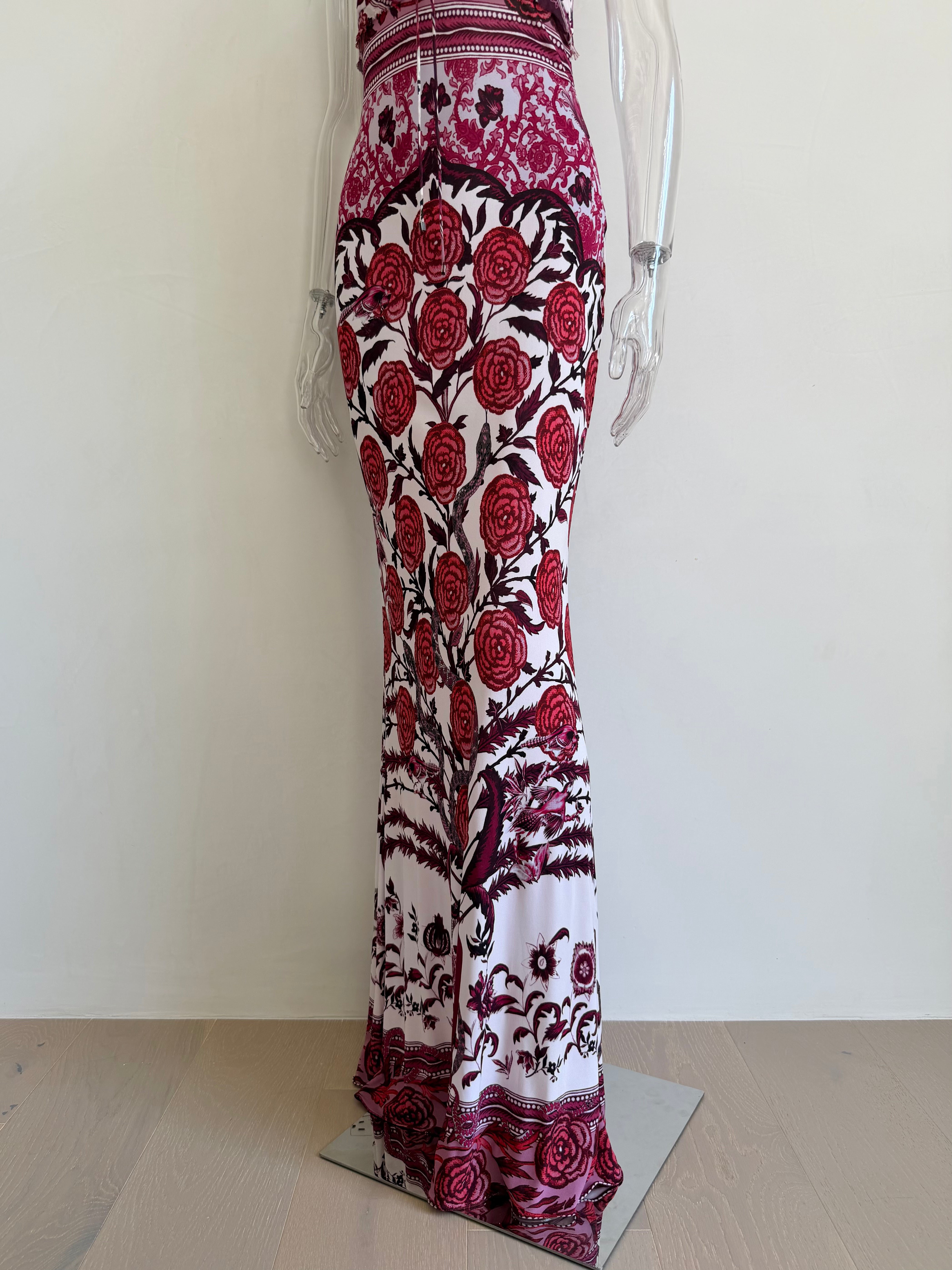 S/S 2017 Burgundy and White Floral Print Maxi Dress