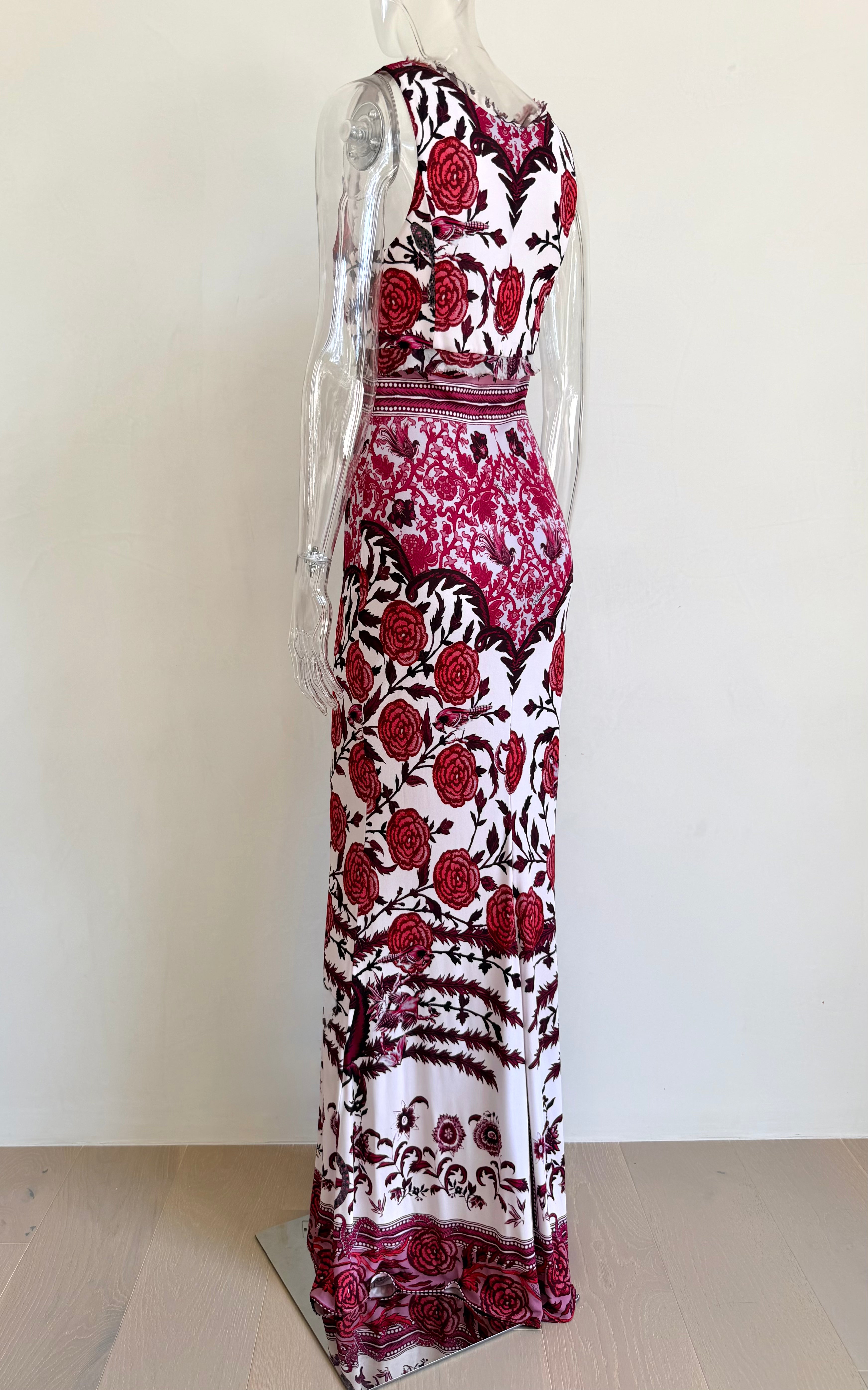 S/S 2017 Burgundy and White Floral Print Maxi Dress