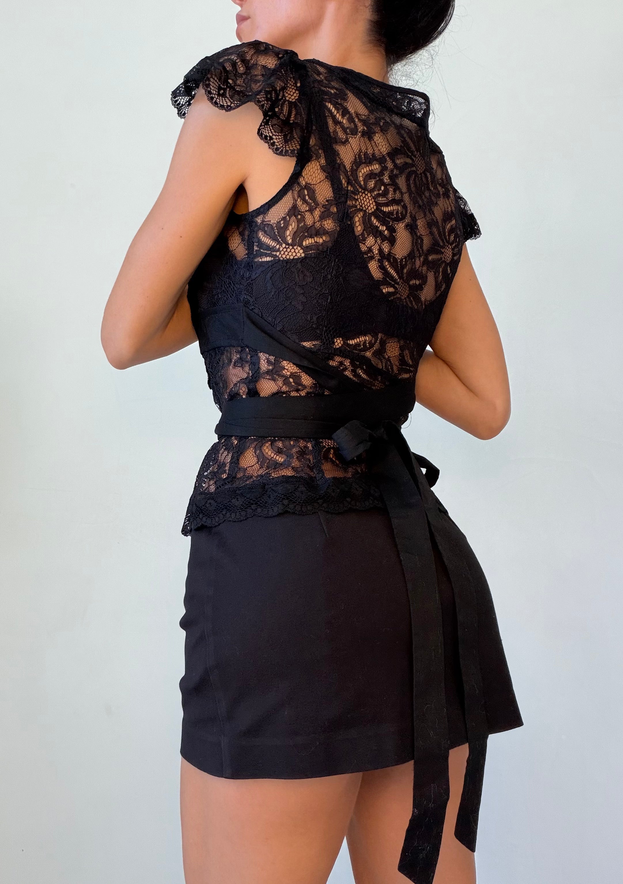 Sheer Lace Tie-Up Top