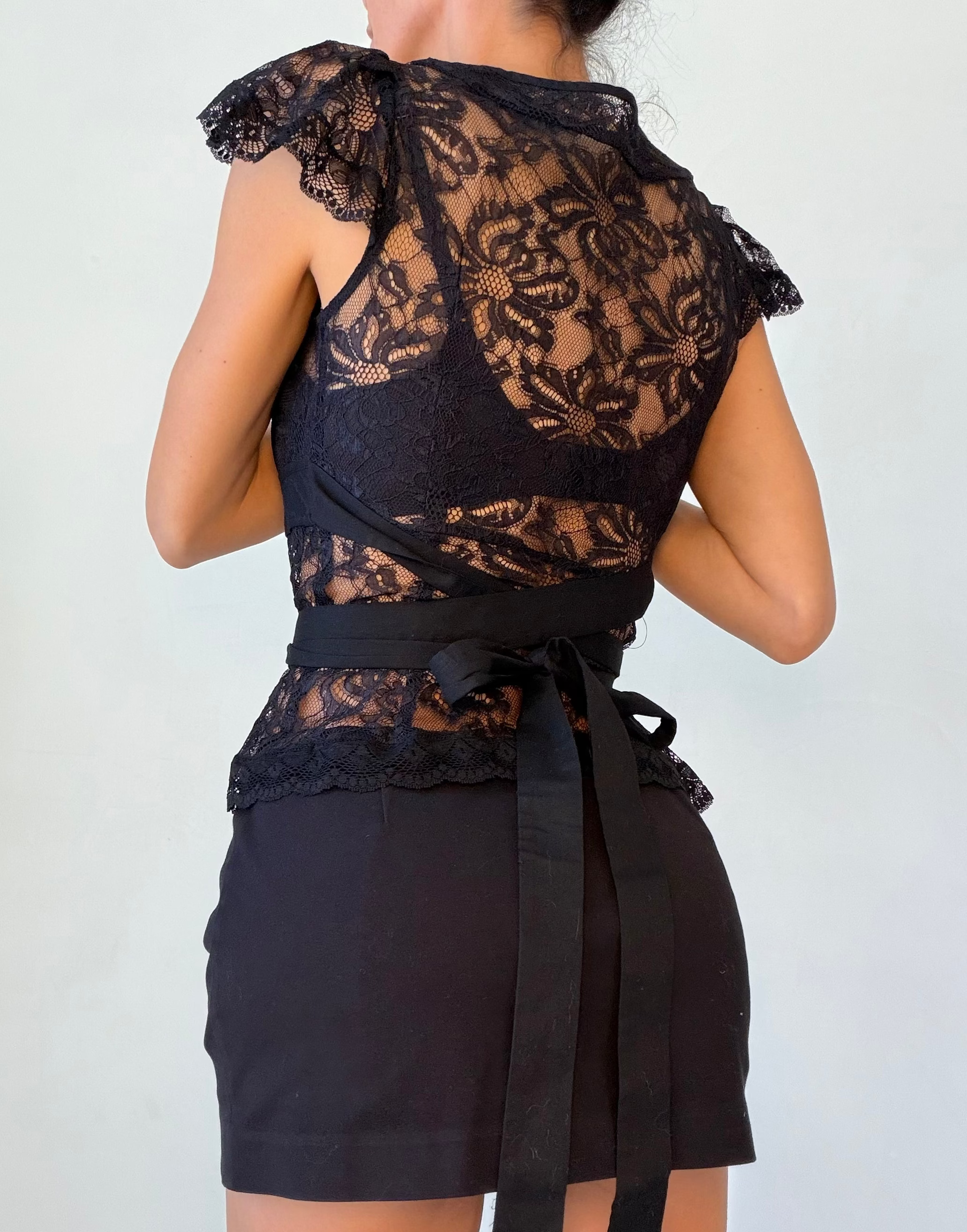 Sheer Lace Tie-Up Top