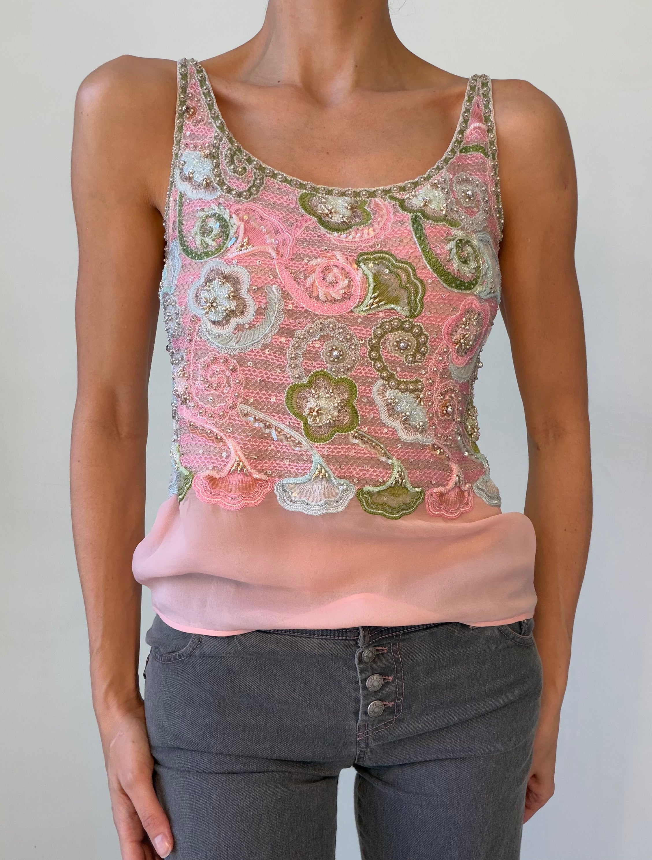 Night Embroidered Beaded Top