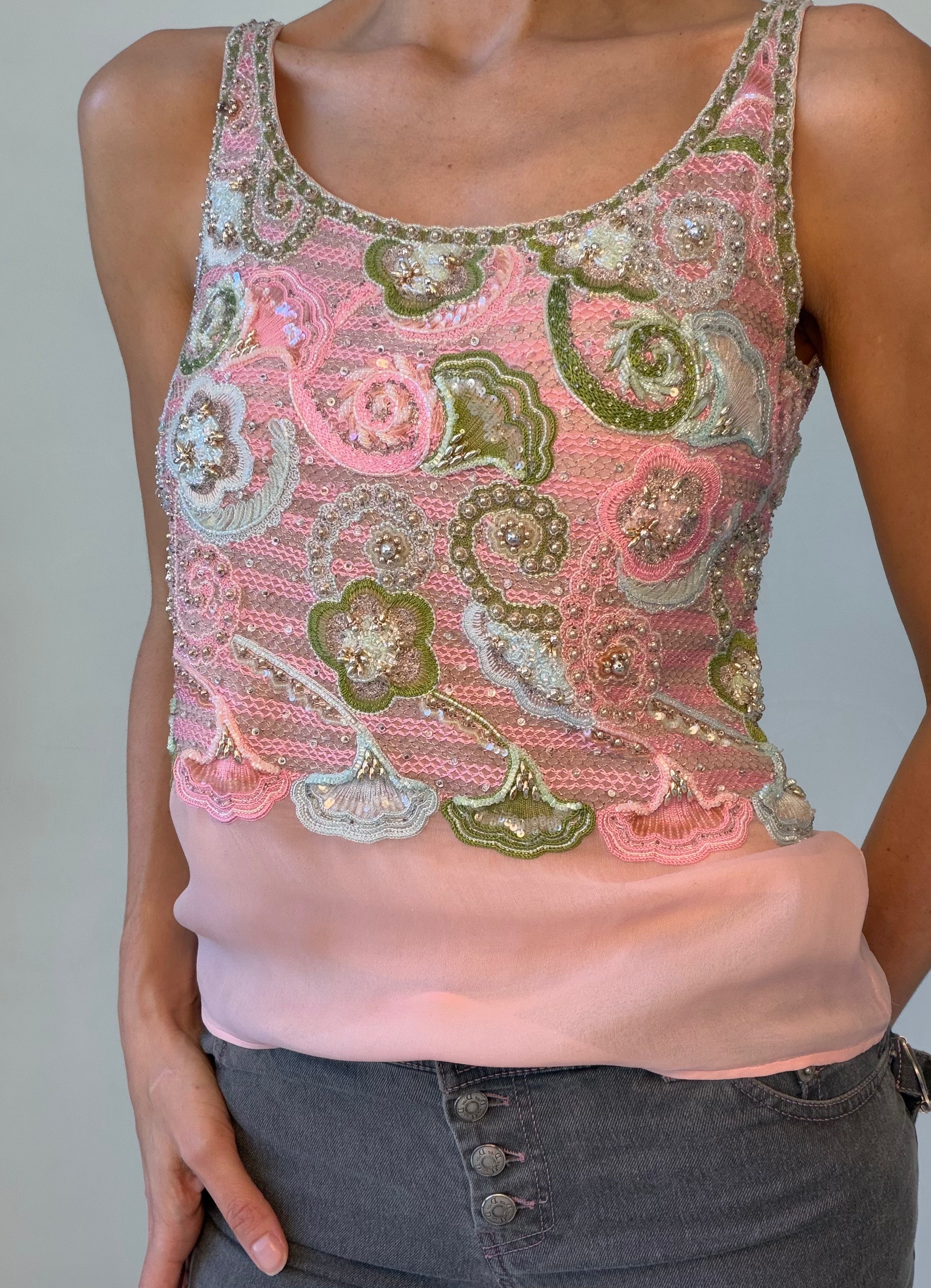 Night Embroidered Beaded Top