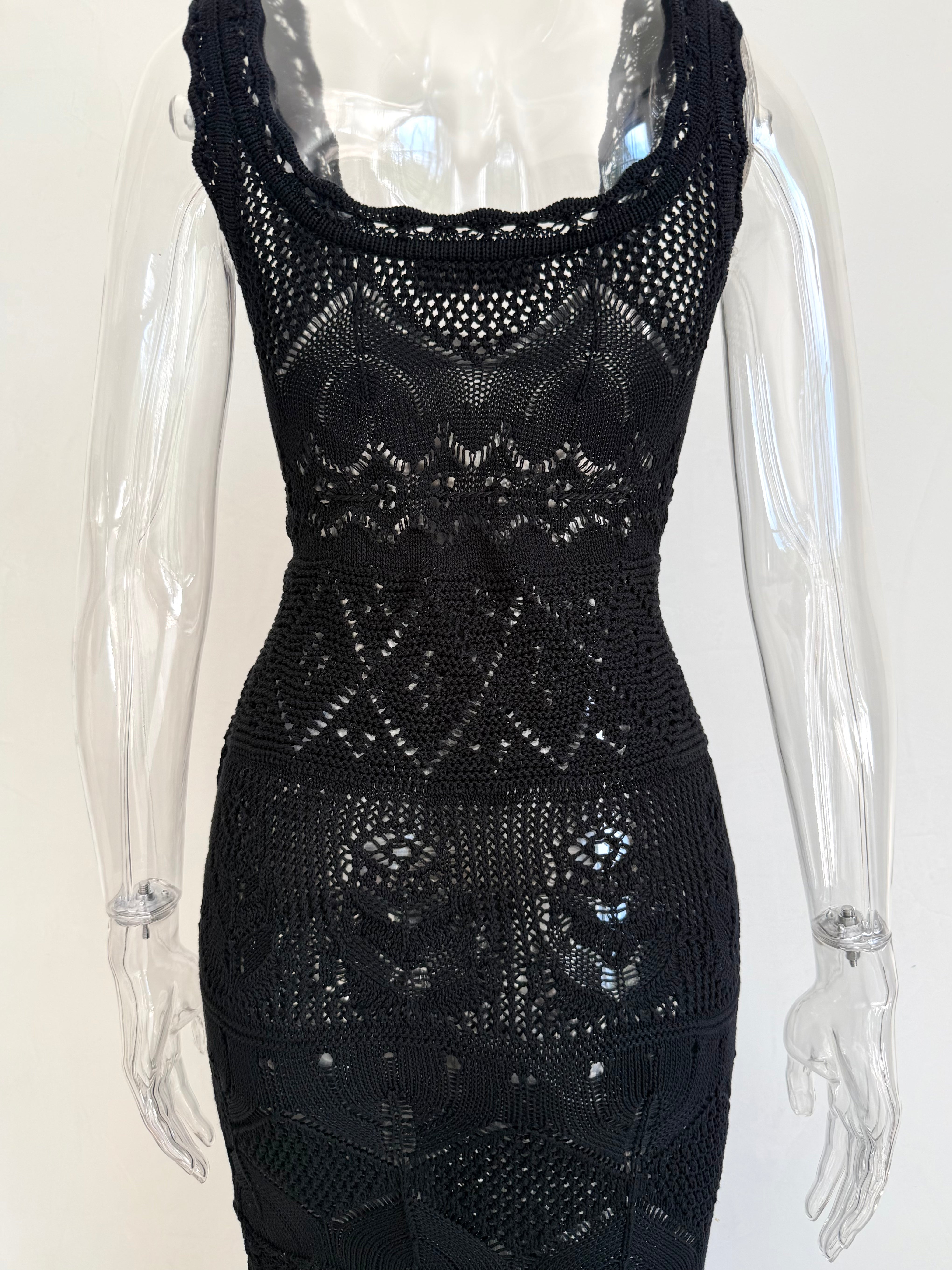 Black Crochet Maxi Dress with Slip