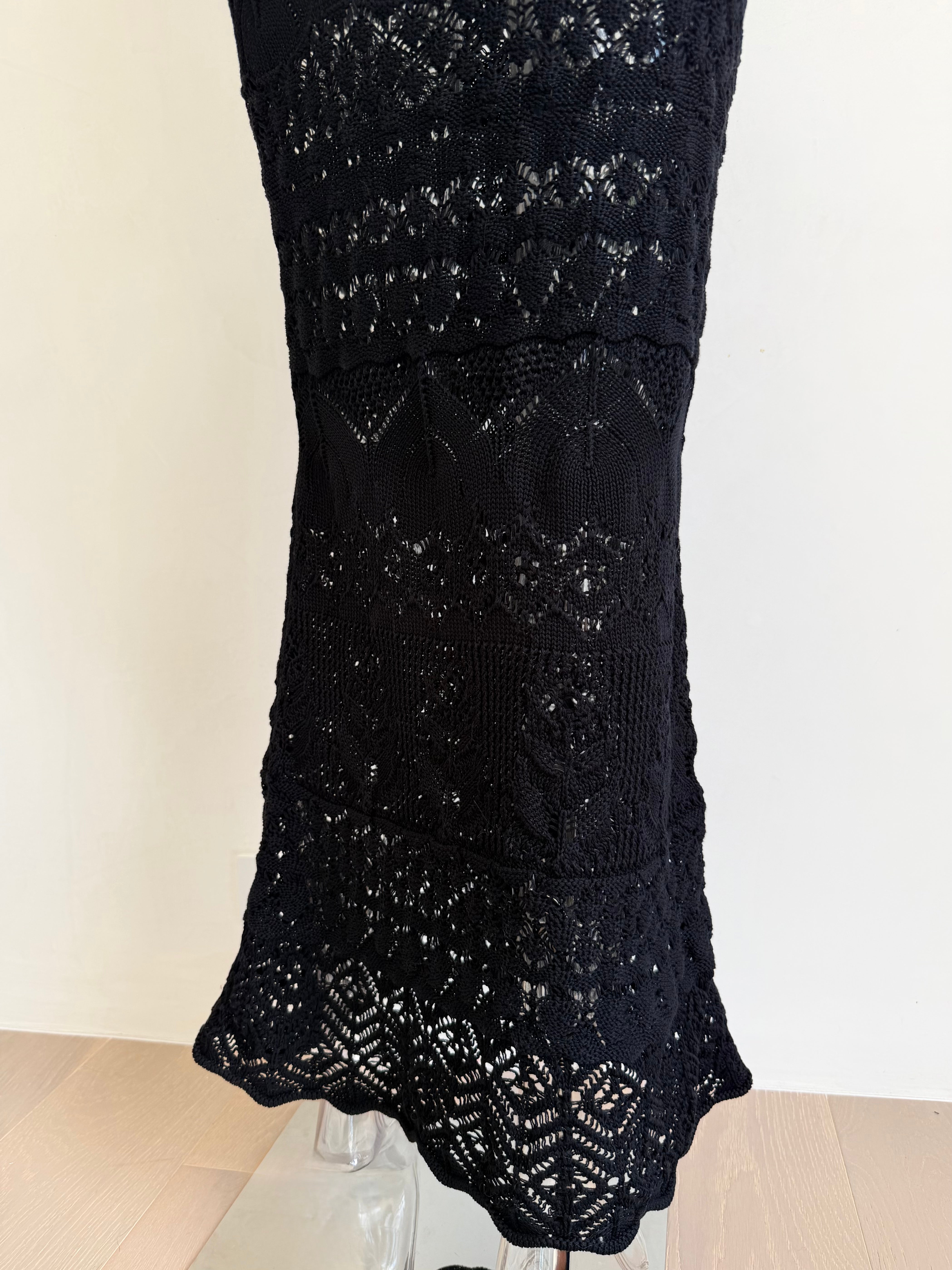 Black Crochet Maxi Dress with Slip