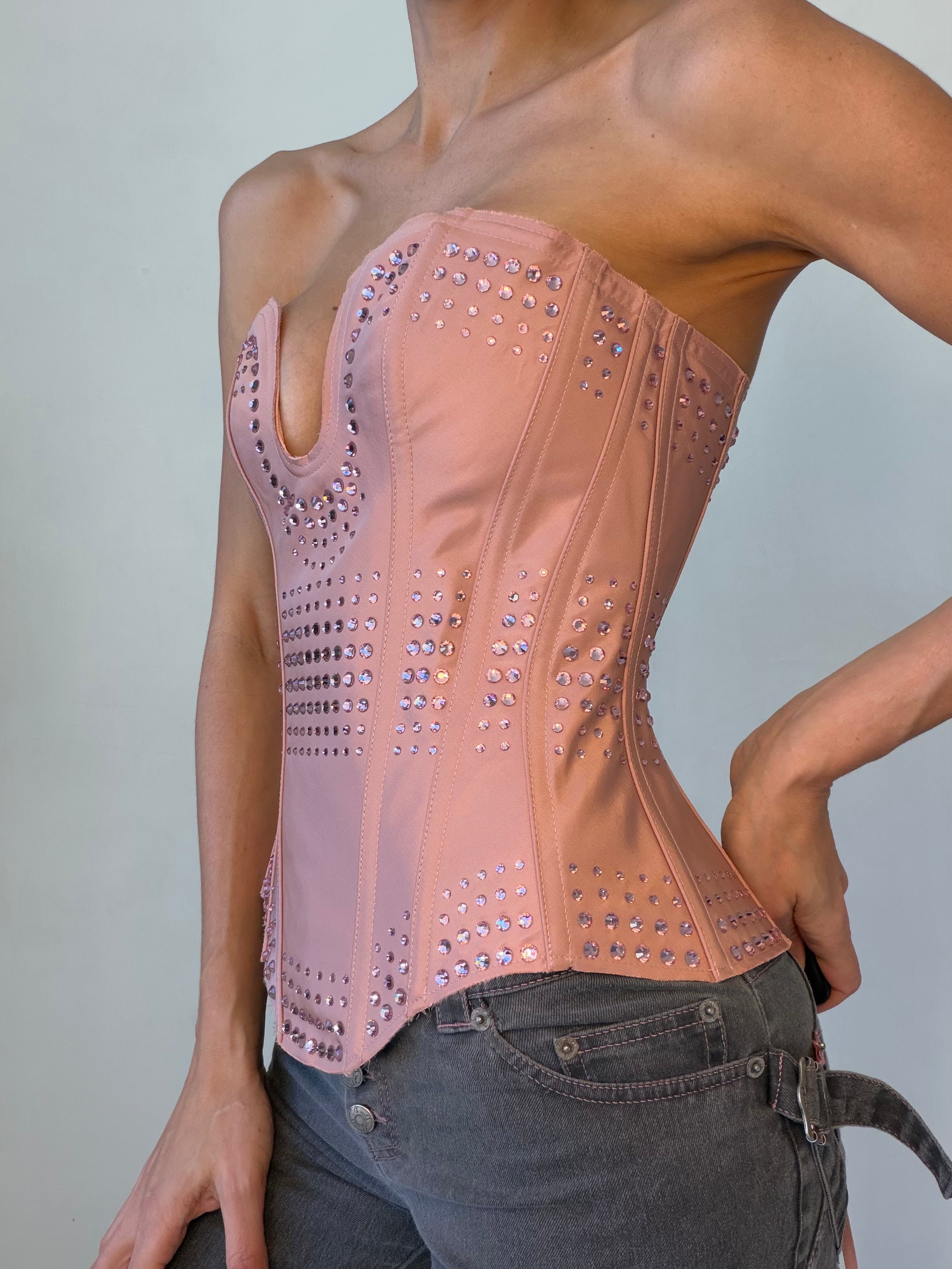 NWT Gucci S/S 2022 Pink Rhinestone Corset