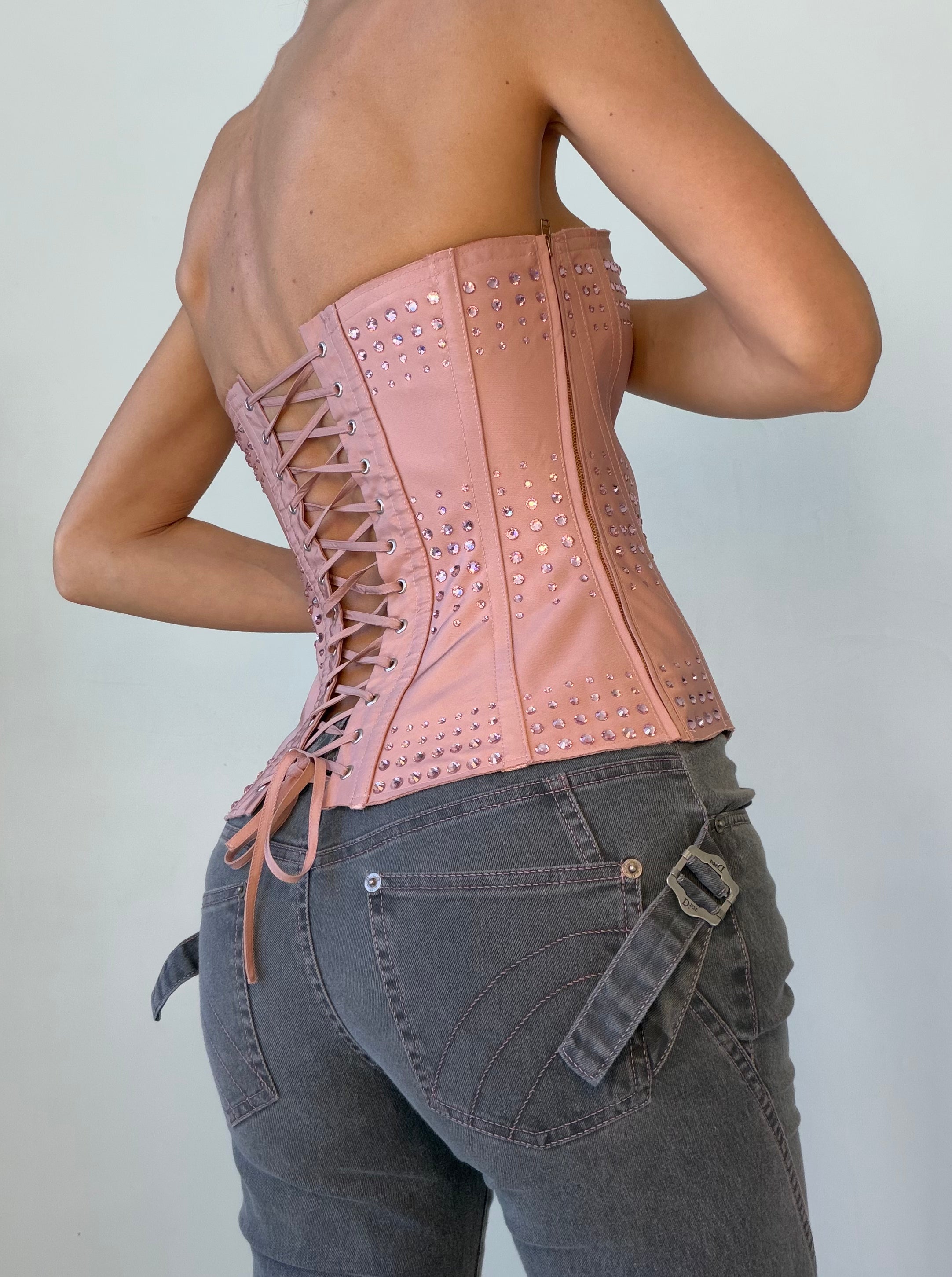 NWT Gucci S/S 2022 Pink Rhinestone Corset