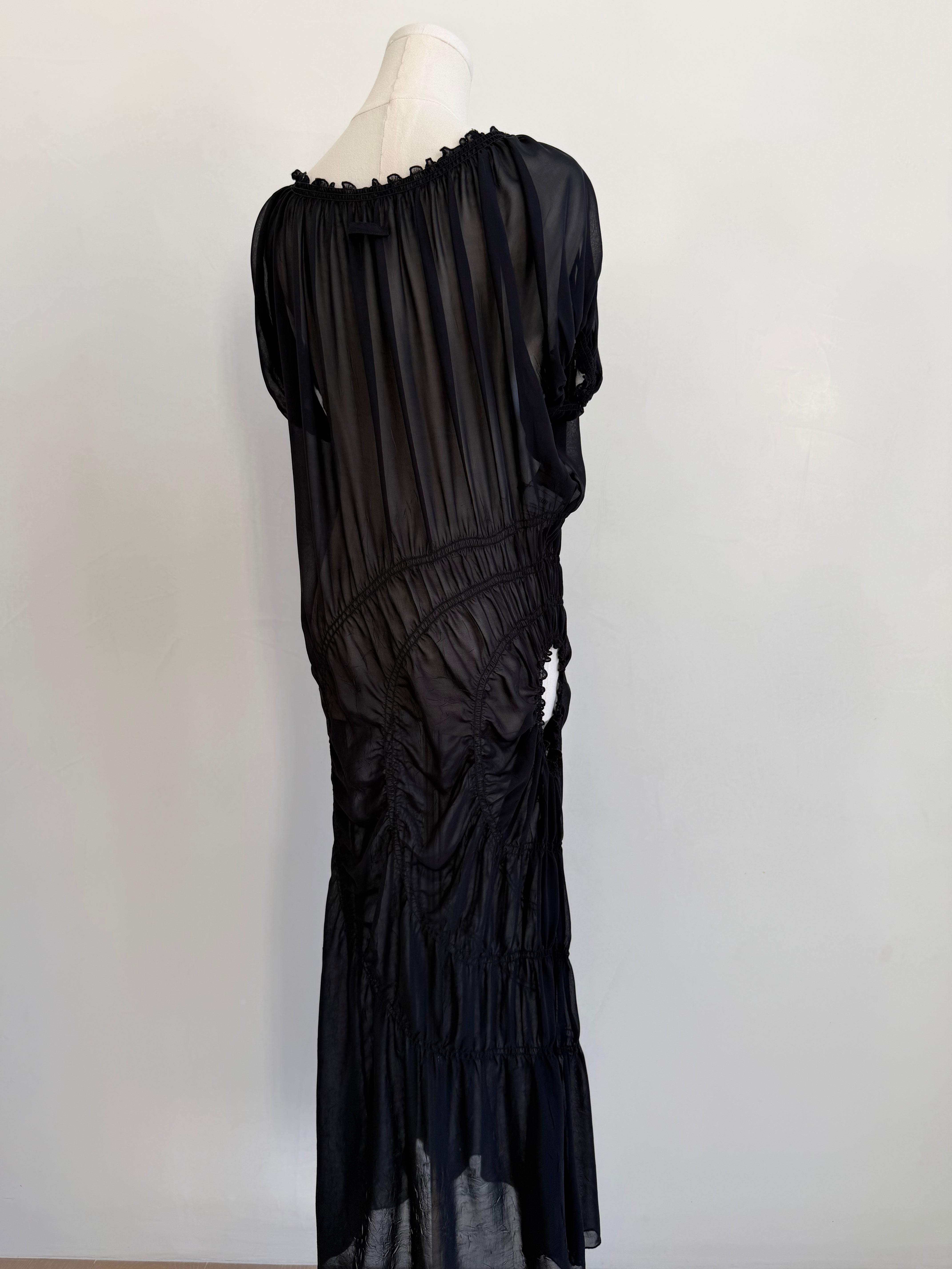 S/S 2002 Sheer Spiral Ruching Cut Out Dress