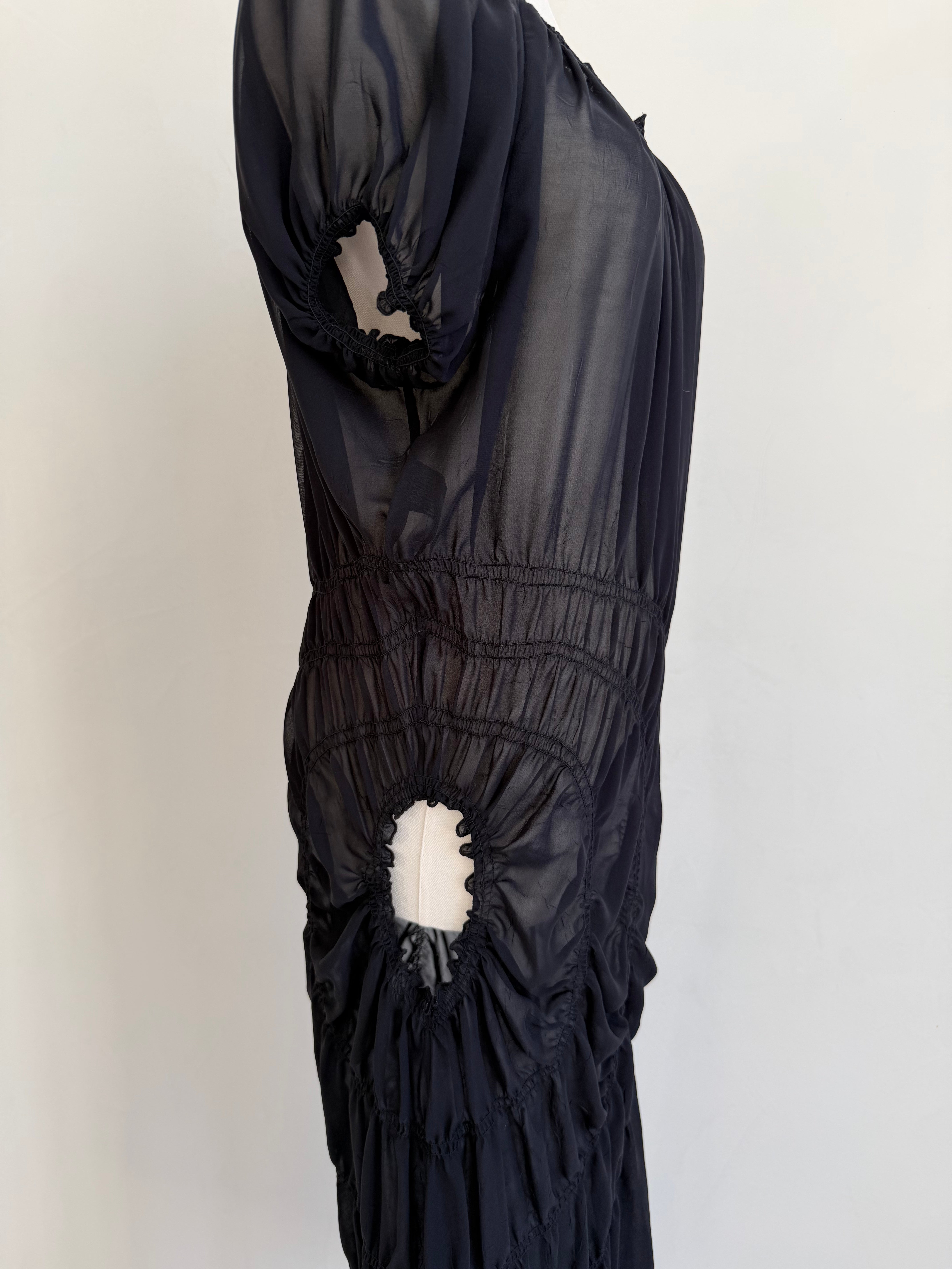 S/S 2002 Sheer Spiral Ruching Cut Out Dress