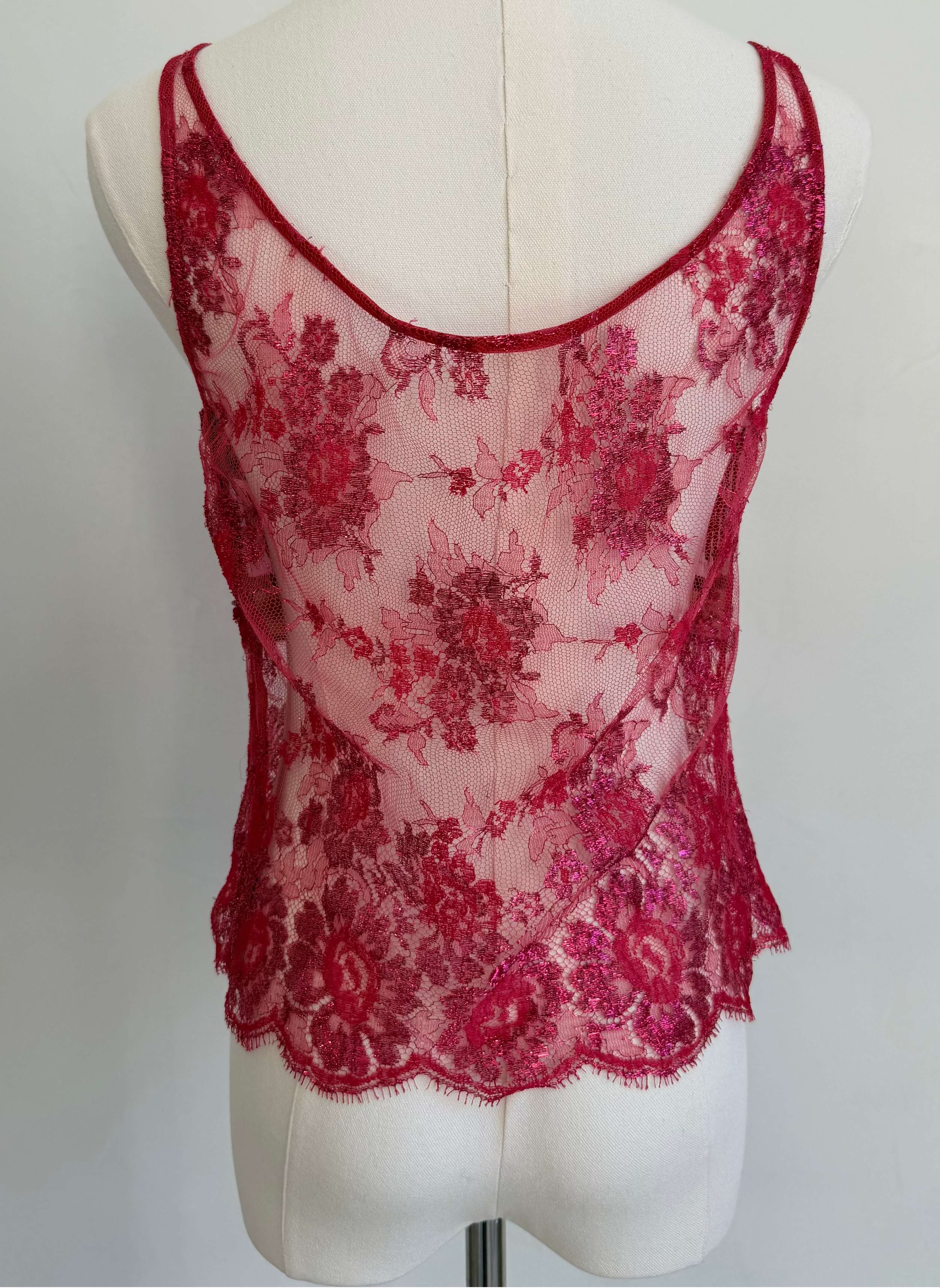 Red Embellished Lace & Sequin Tank