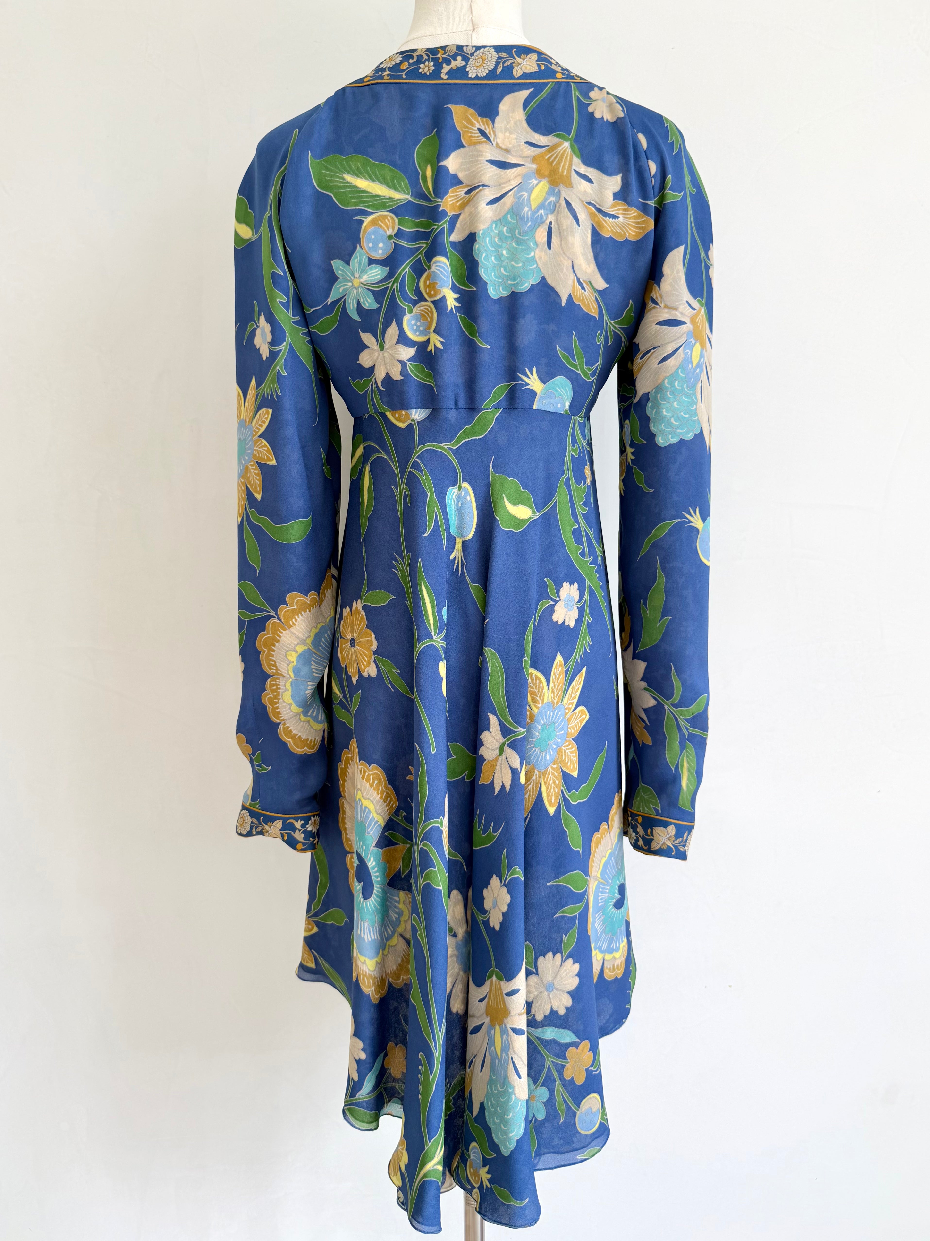 S/S 2006 Blue Floral Print Asymmetrical Blouse