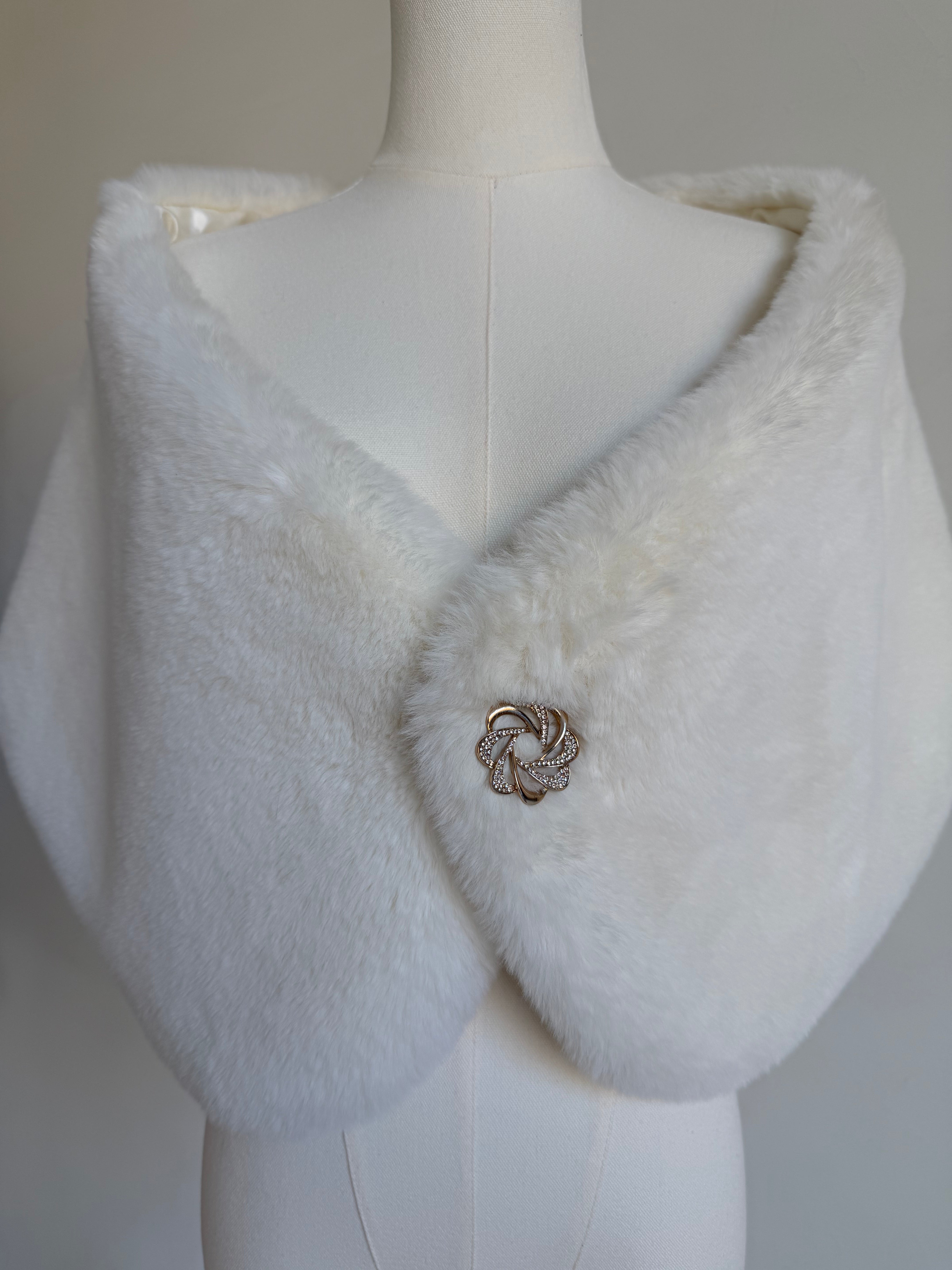 White Faux Fur Shawl