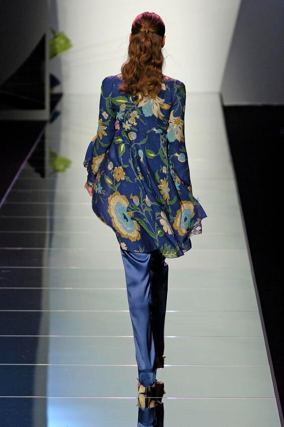 S/S 2006 Blue Floral Print Asymmetrical Blouse