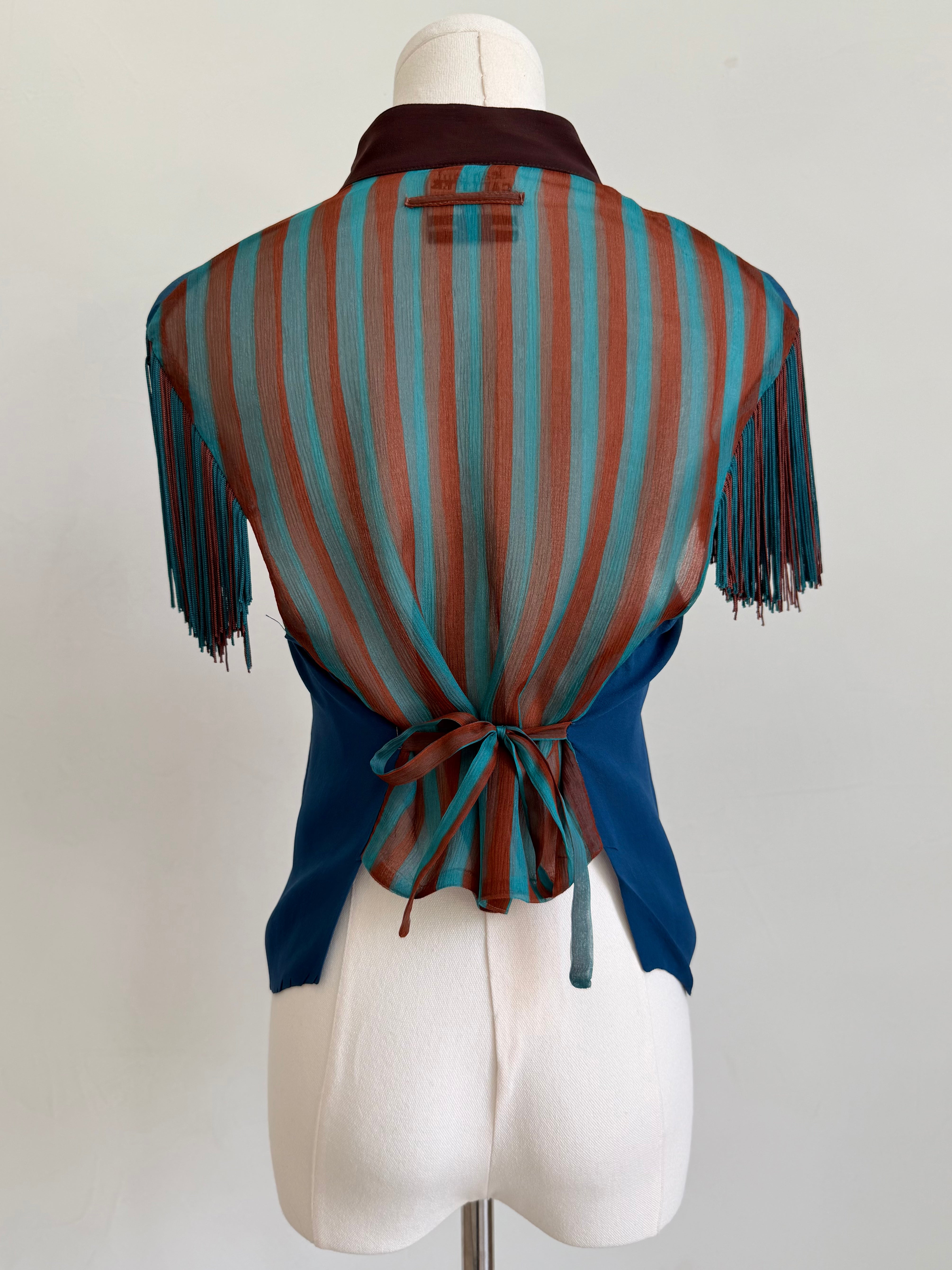S/S 2008 Silk Military Fringe Embroidered Top