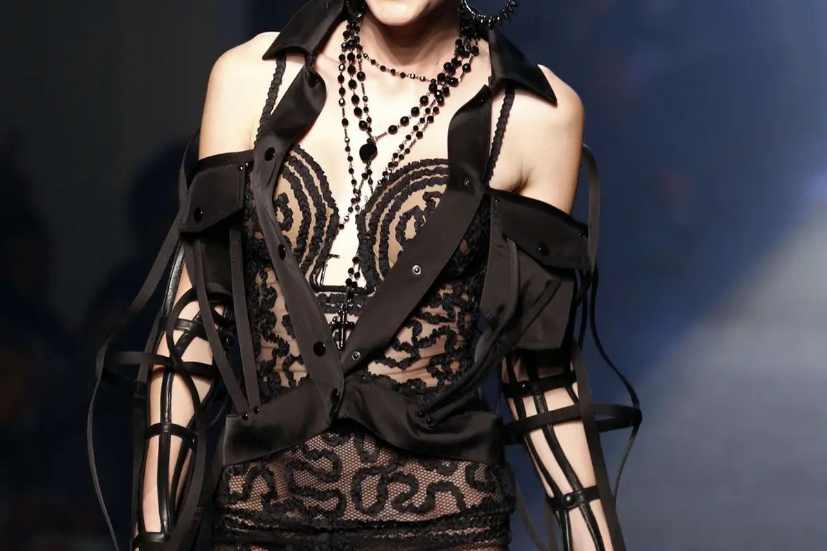 x La Perla S/S 2013 Black Lace Illusion Slip Dress