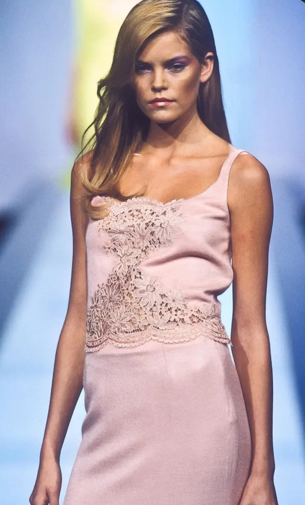 S/S 2000 Pink Floral Lace Boutique Top