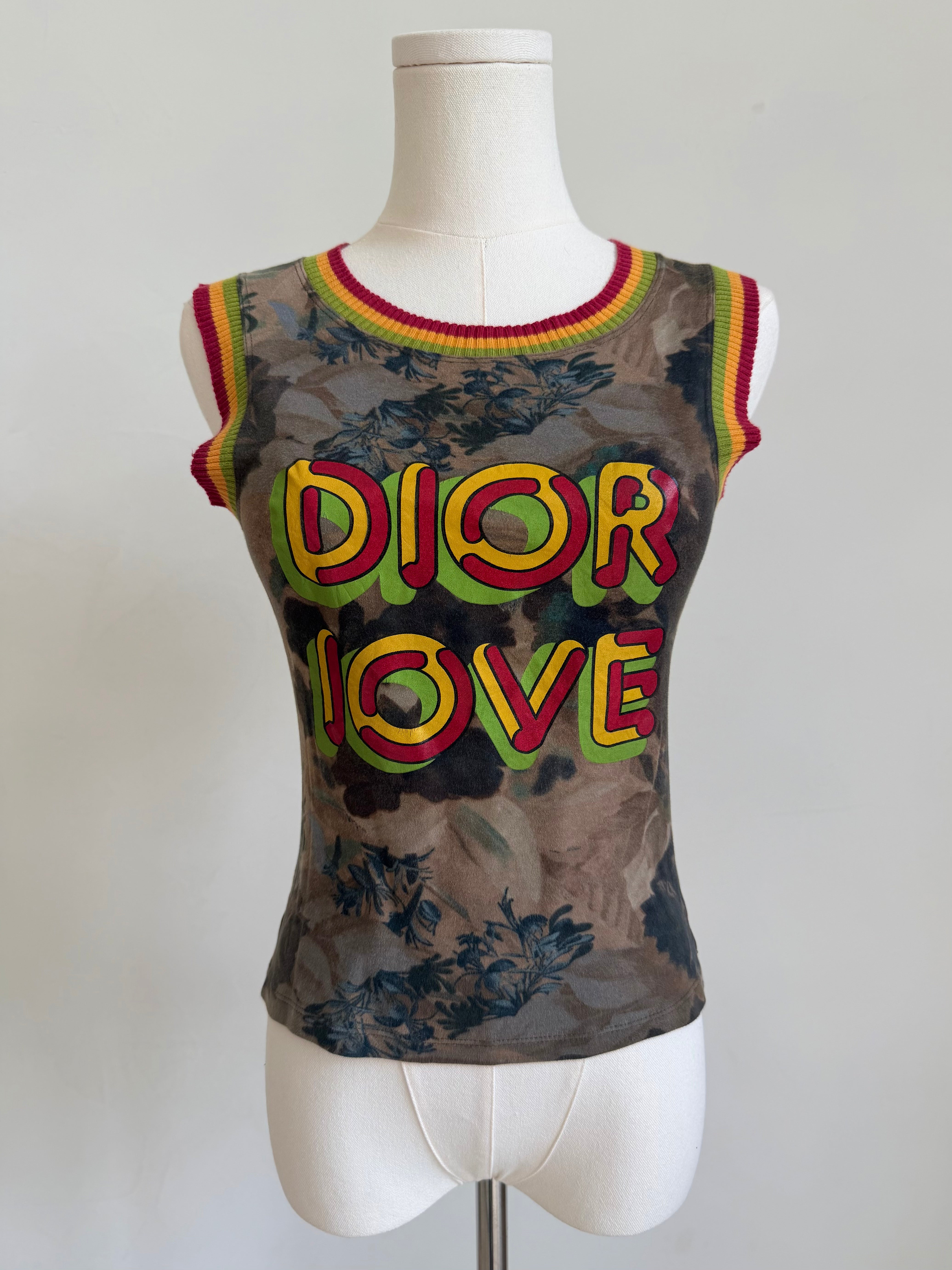 S/S 2004 “Dior Love” Camouflage Rasta Tank Top