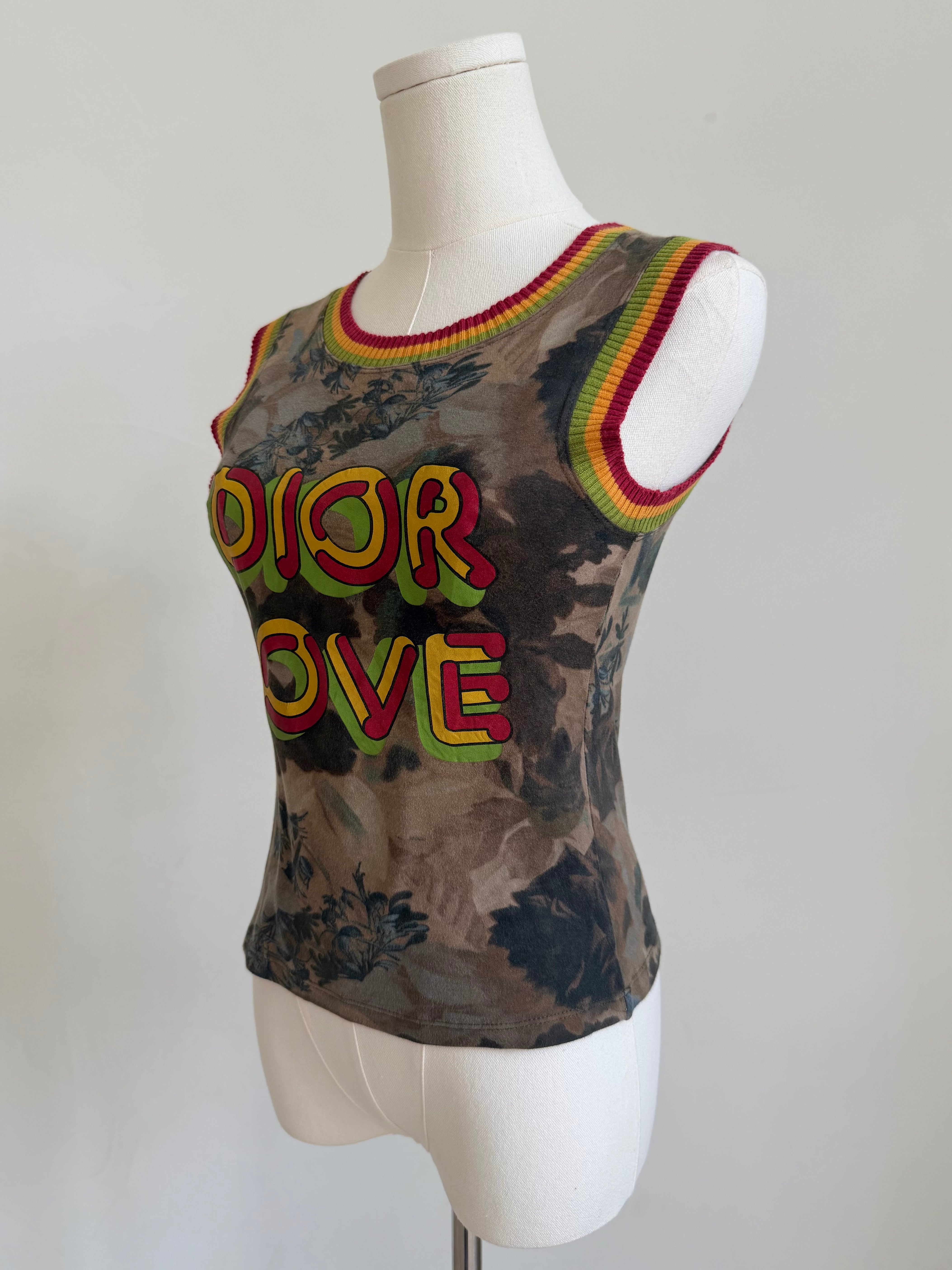 S/S 2004 “Dior Love” Camouflage Rasta Tank Top