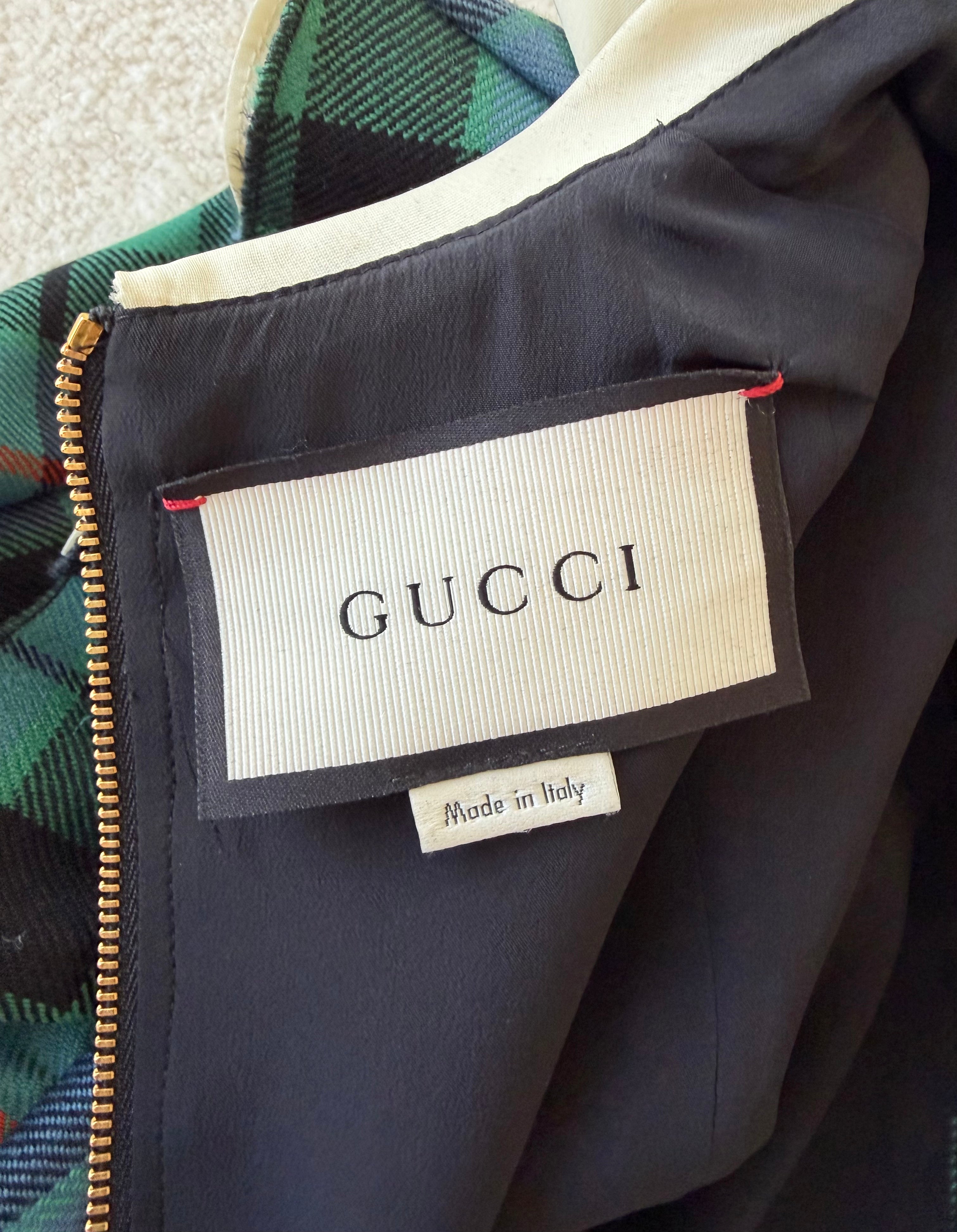 Plaid Dress with Tiger, Snake & Heart Embroidery