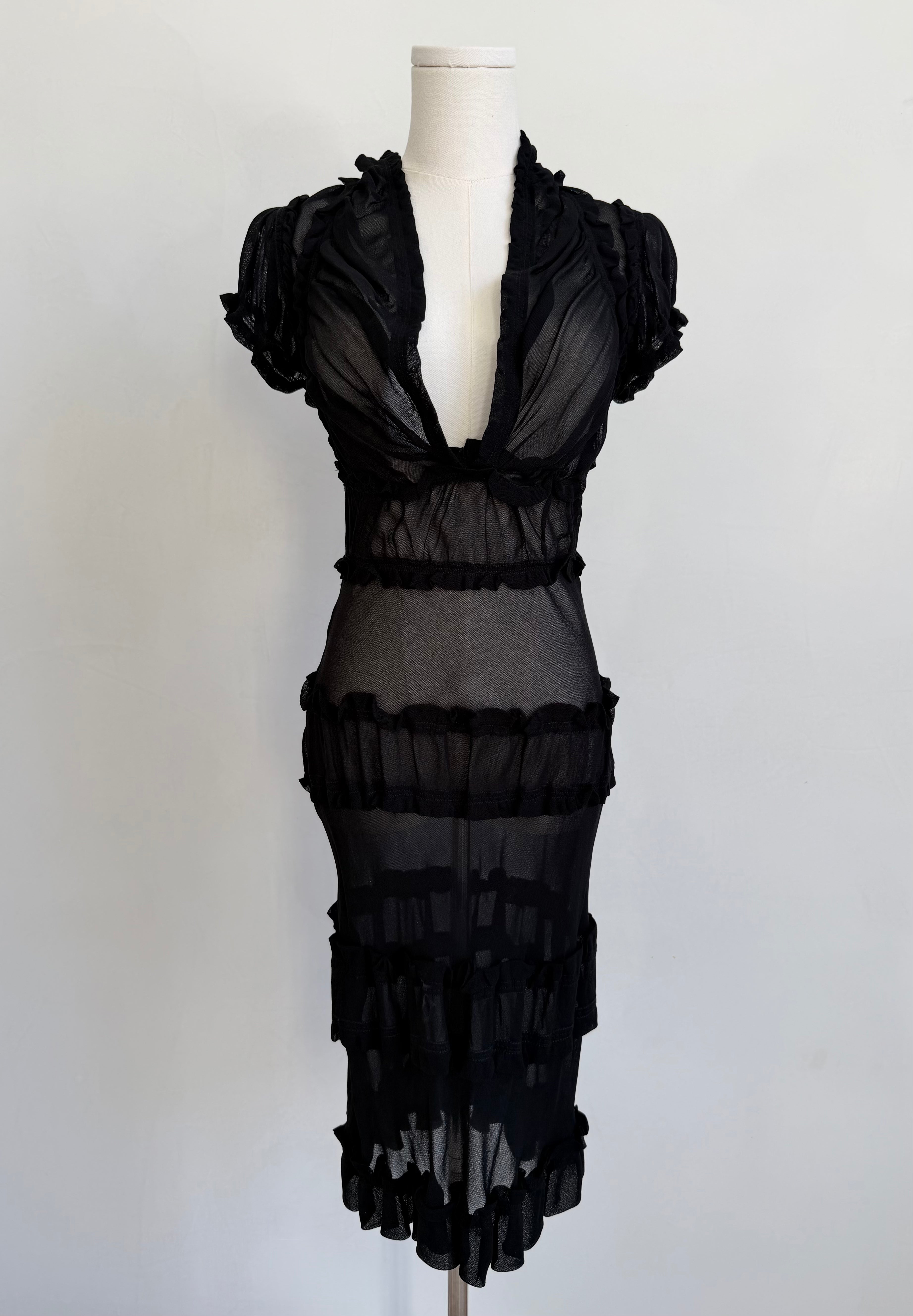 1990s Sheer Ruffle Dress