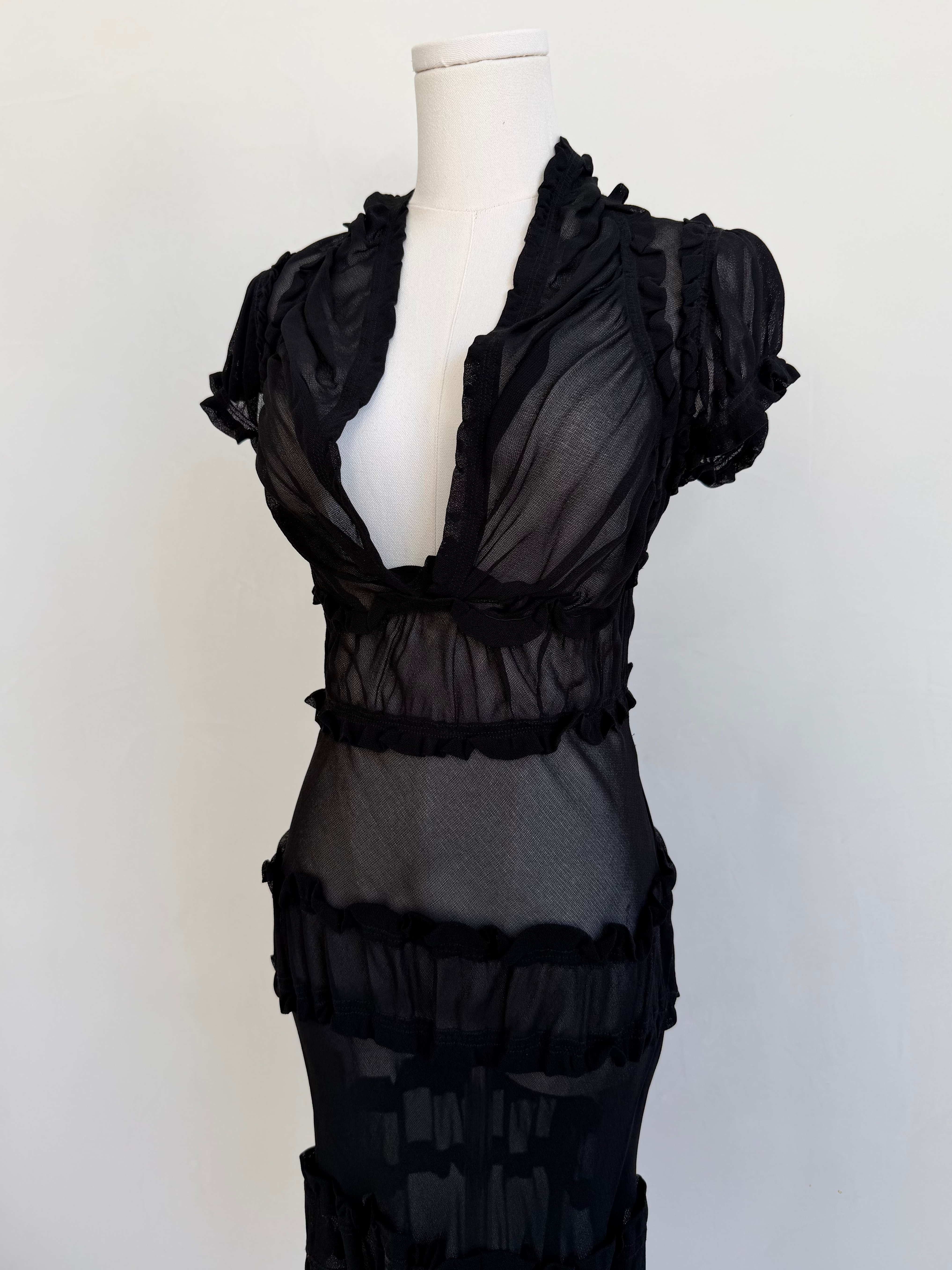 1990s Sheer Ruffle Dress