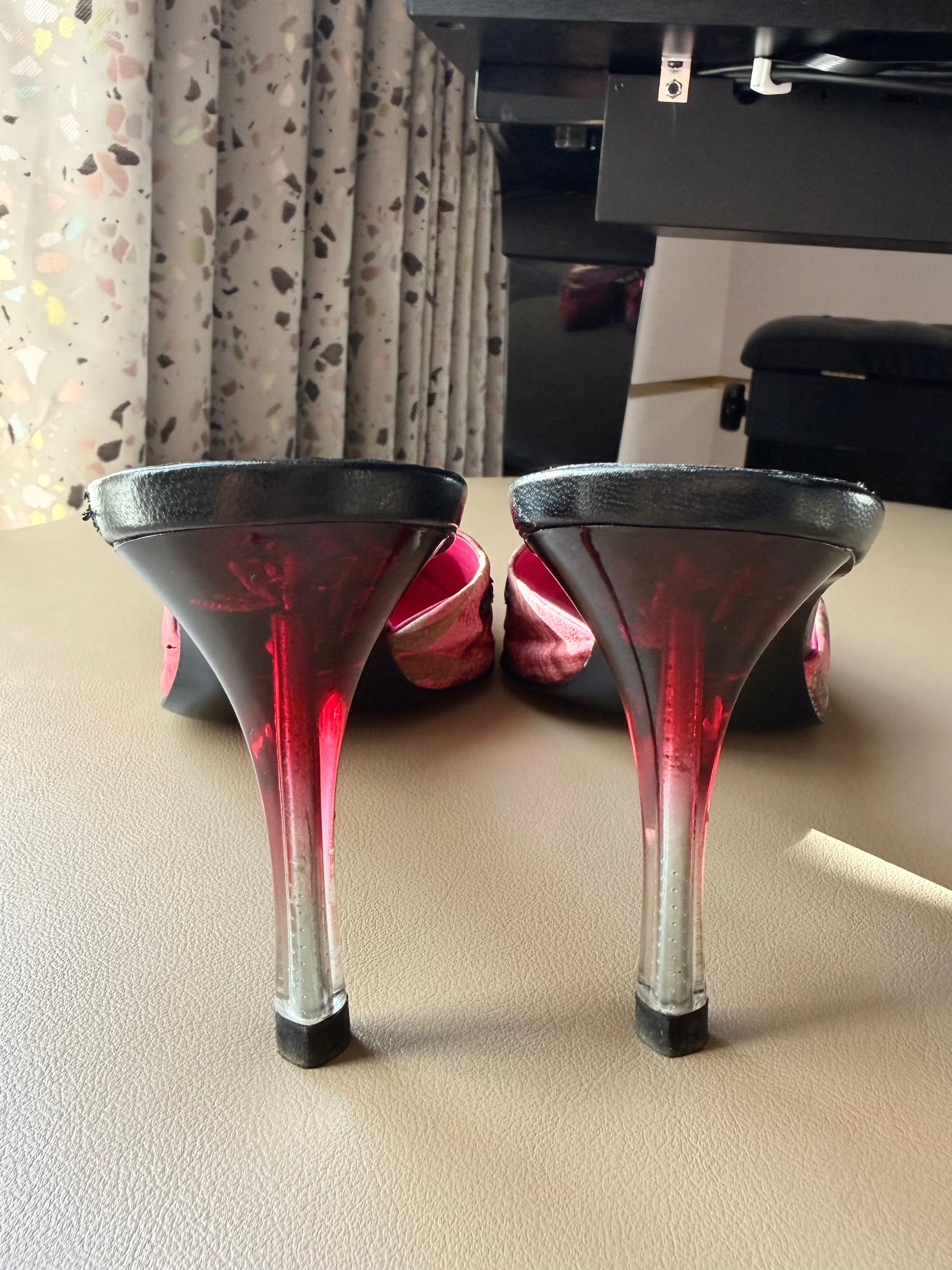 2000s Pink Sequin Floral Heels
