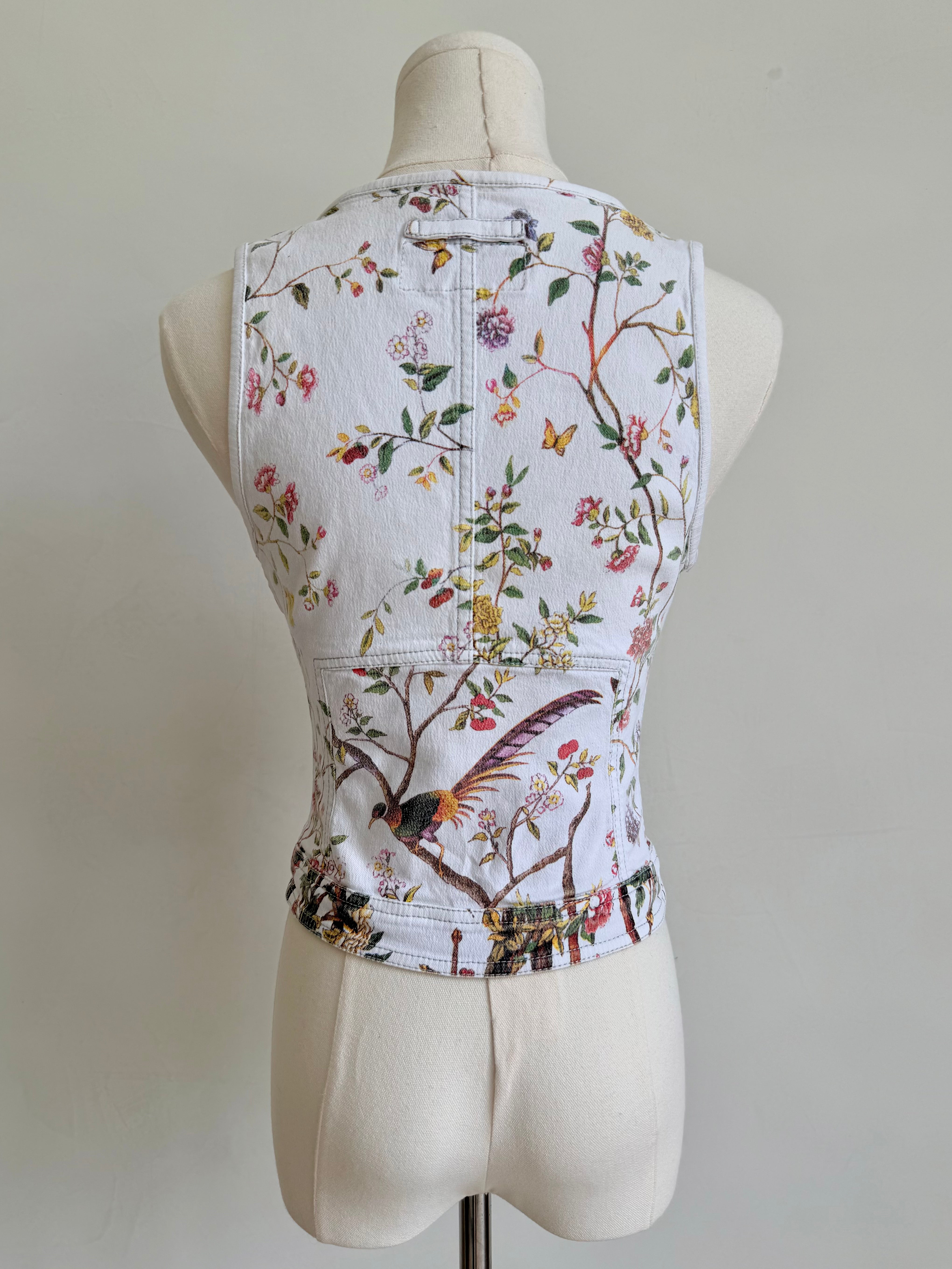 S/S 1998 White Floral Denim Vest