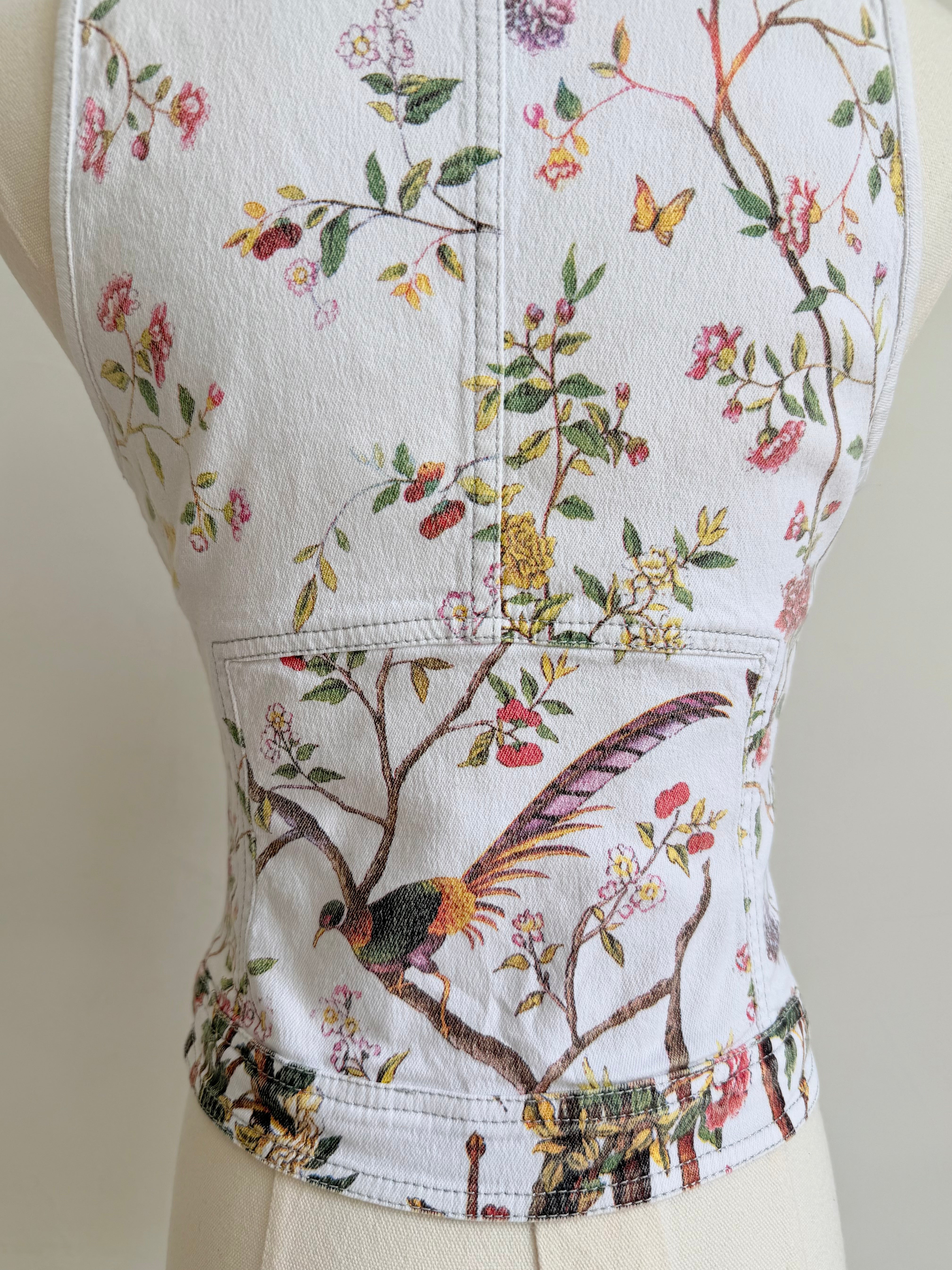 S/S 1998 White Floral Denim Vest