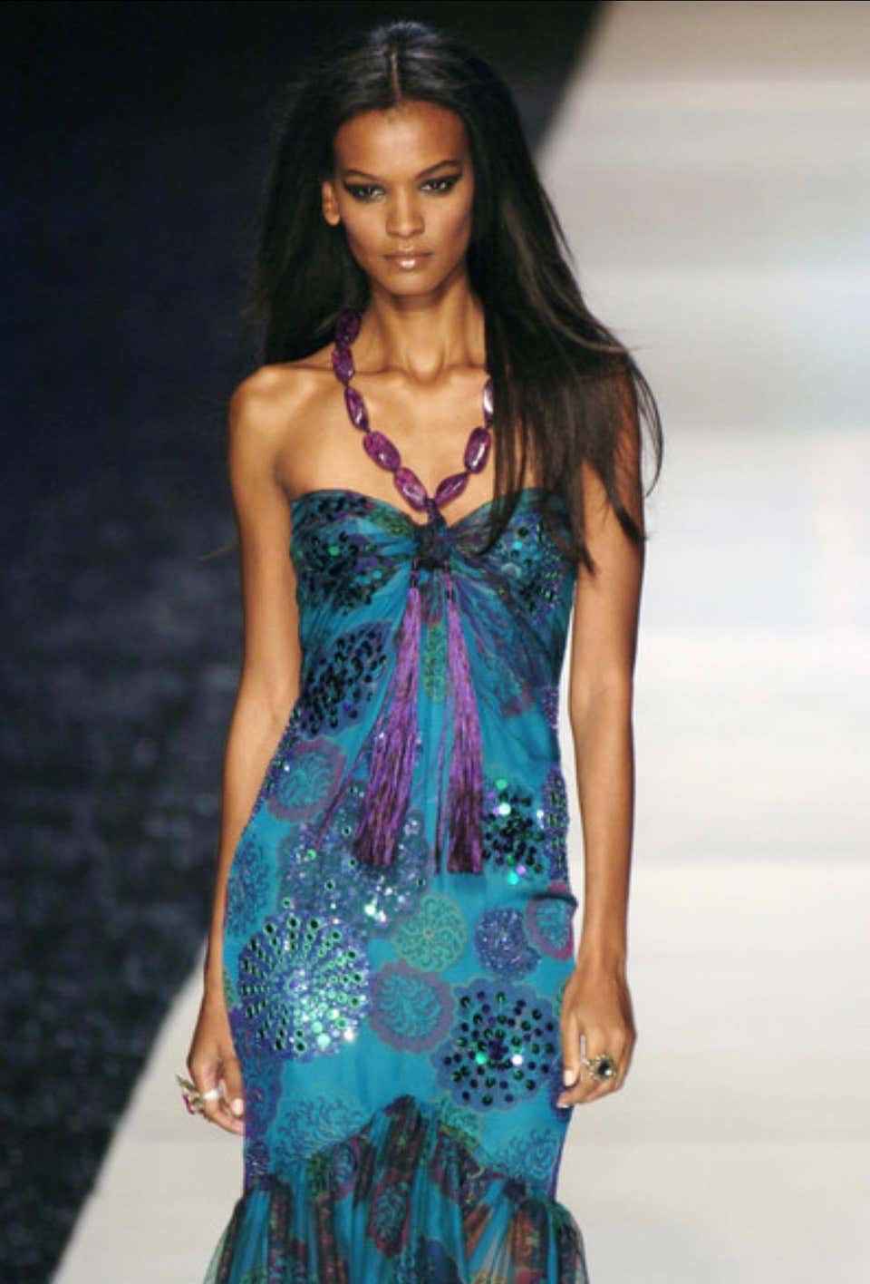 S/S 2005 Purple Stone Halter Mini Dress