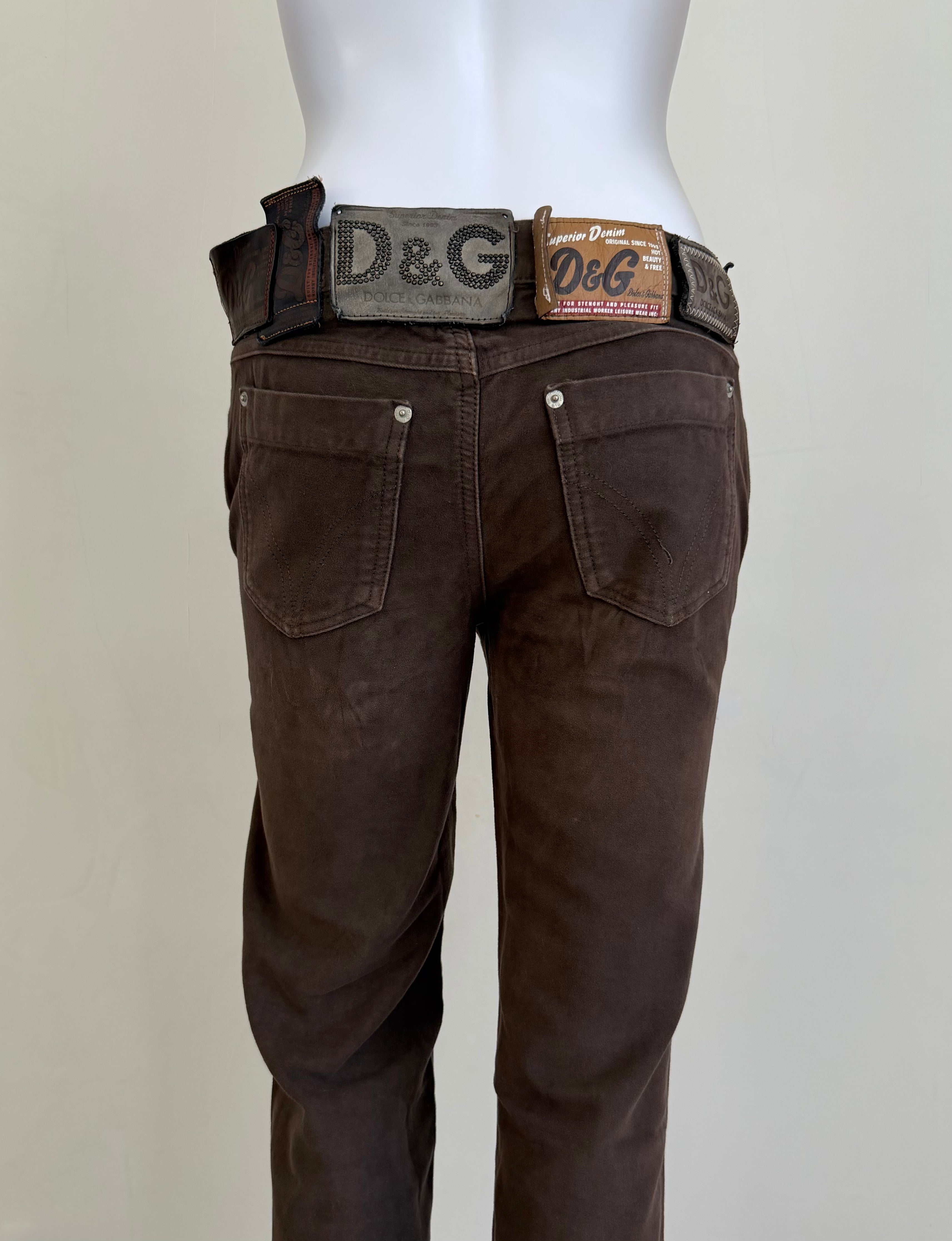 Brown Multi-Label Straight-Leg Pants