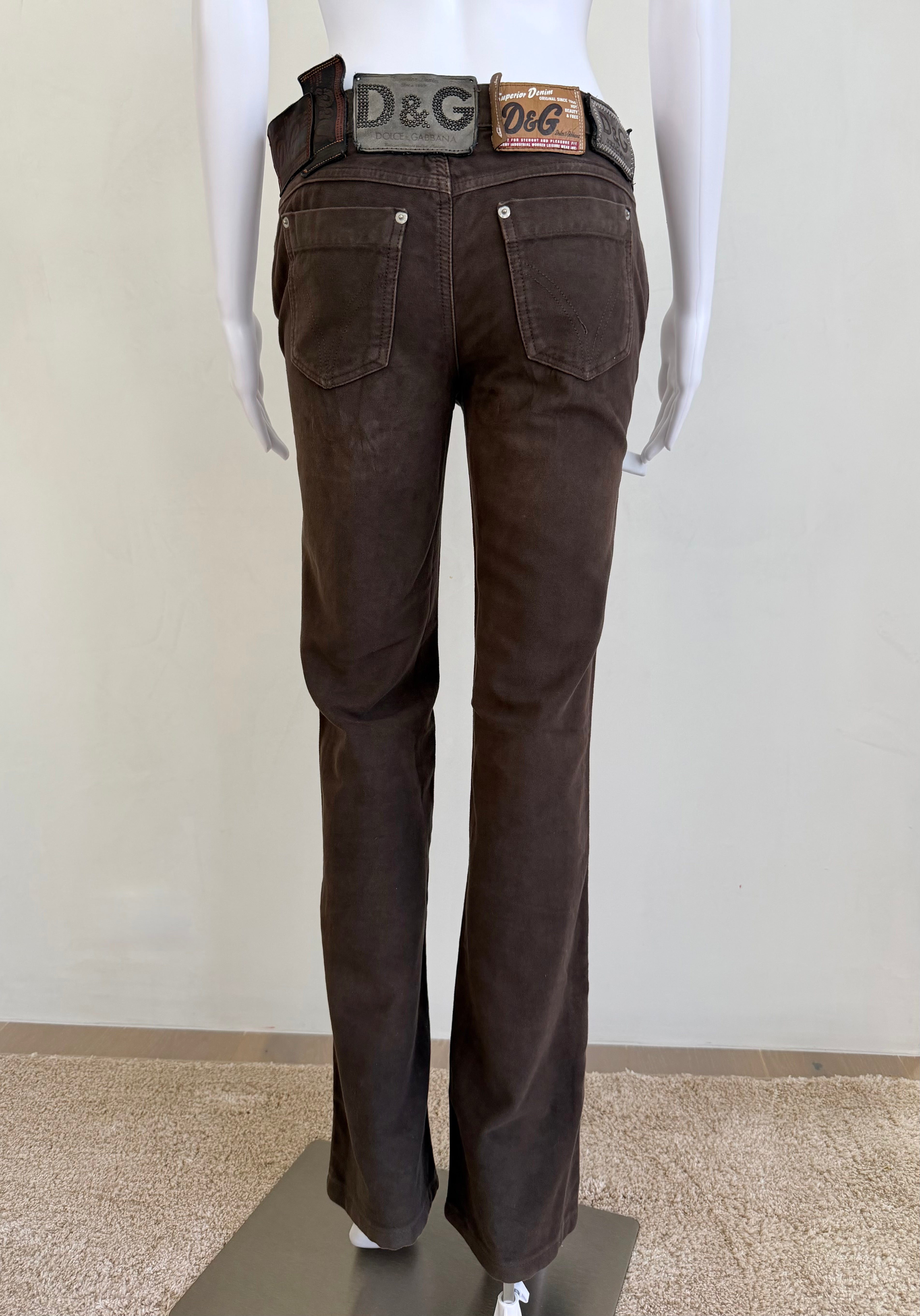 Brown Multi-Label Straight-Leg Pants