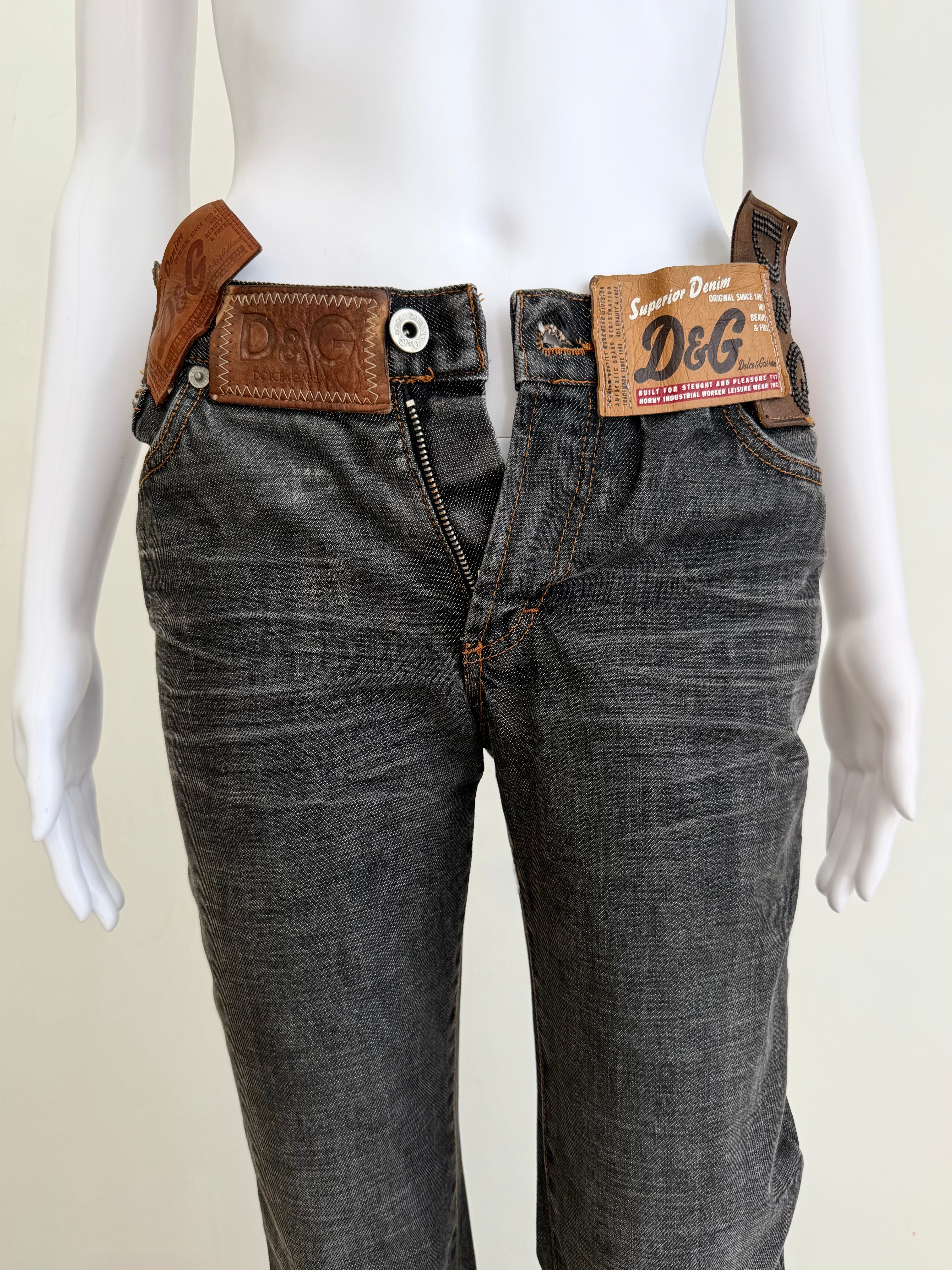 Multi-Label Dark Grey Denim Jeans